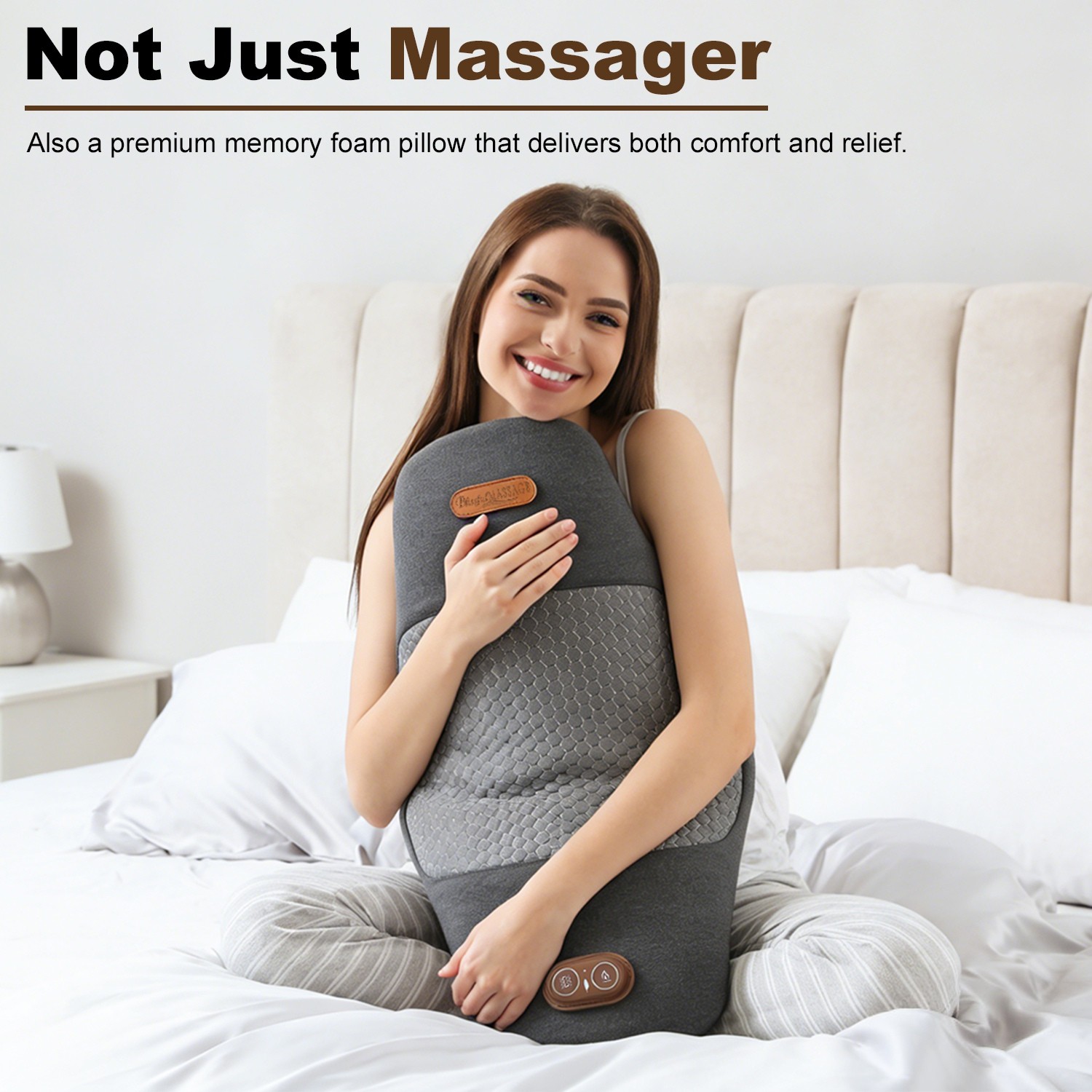 Lumbar Support Pillow with Heat & Vibration – Memory Foam Back Massager 120V US