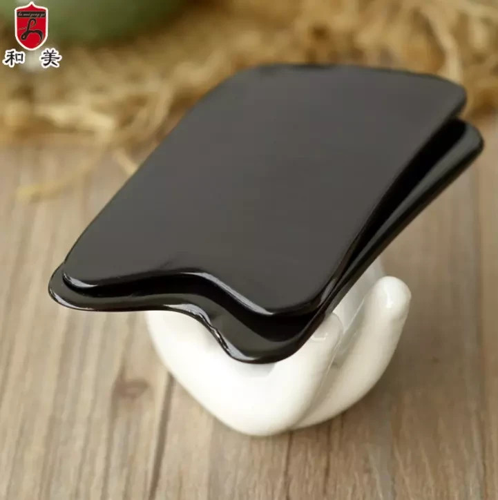 Guasha Scraping Massage Tool Thick Black Buffalo Horn Gua Sha Board Square Shape