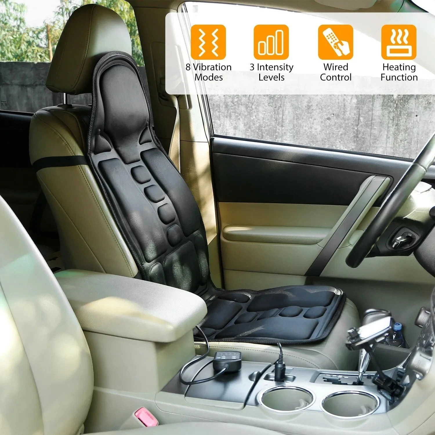 8 Modes Full Body Massager Cushion Back Seat Chair Car Pad Heat Mat Office Home