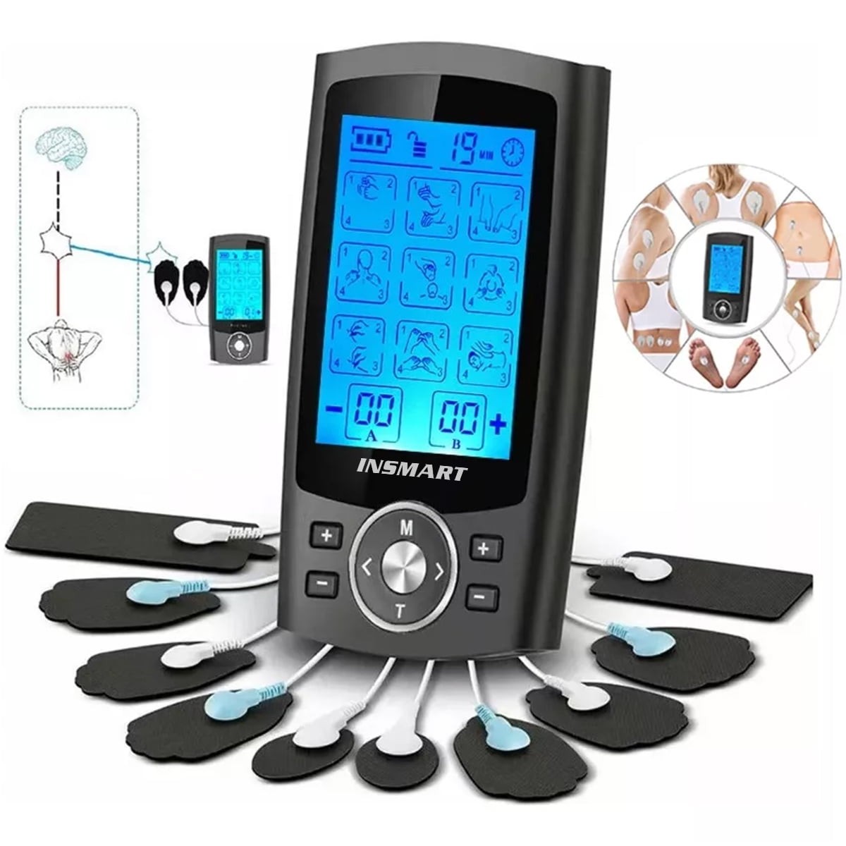 INSMART TENS Unit Rechargeable Muscle Stimulator, Dual Channel, 36 Modes, 20