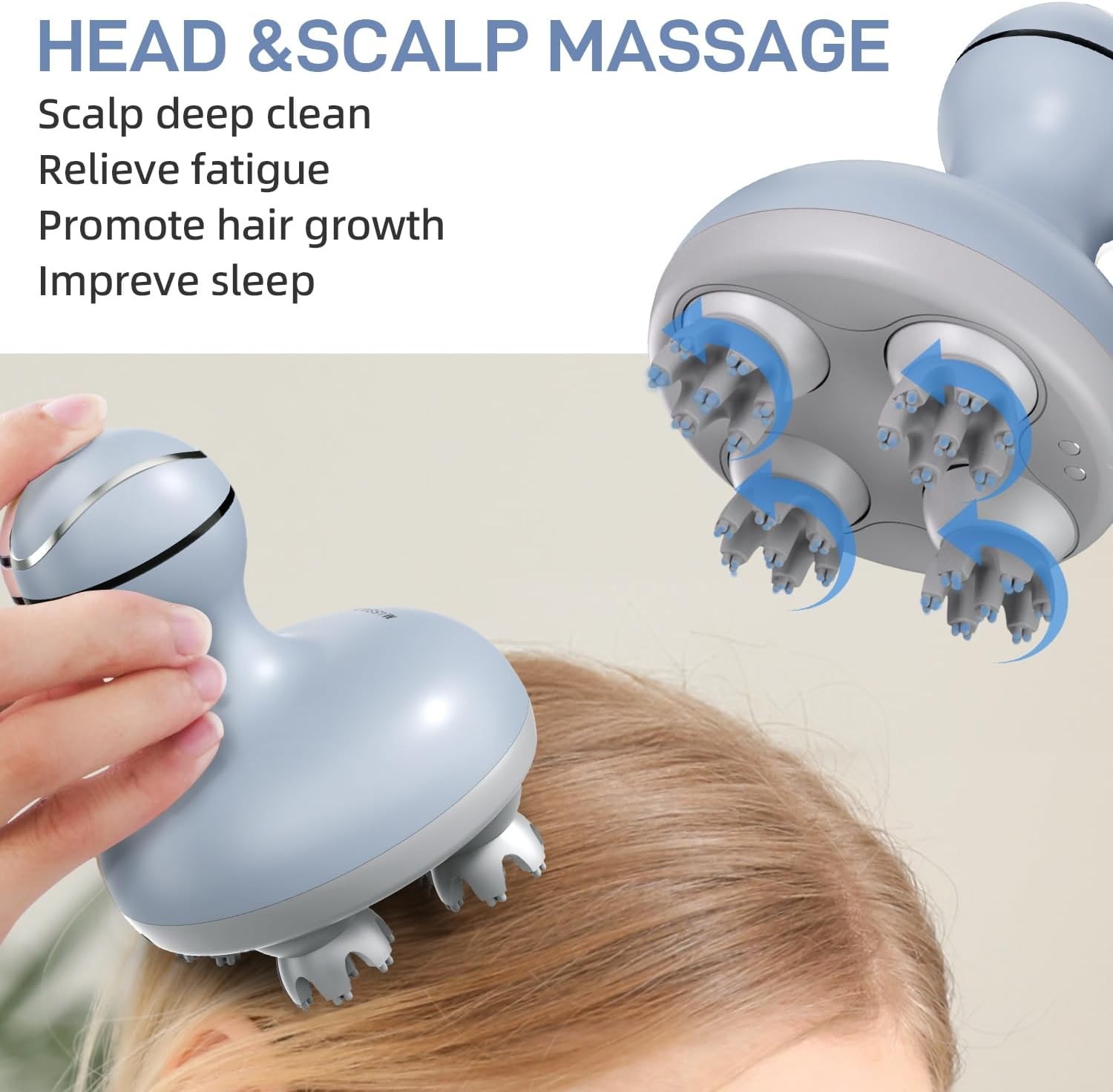 Electric Scalp Head Massager, Waterproof Massager Hair Growth, 4 Heads 84 Nodes