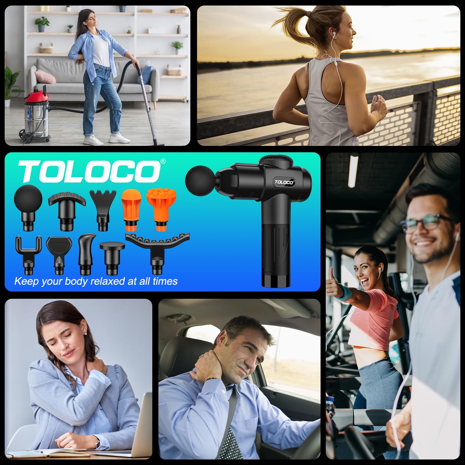 Toloco Massage Gun Deep Tissue Back Massage For Athletes For Pain Relief
