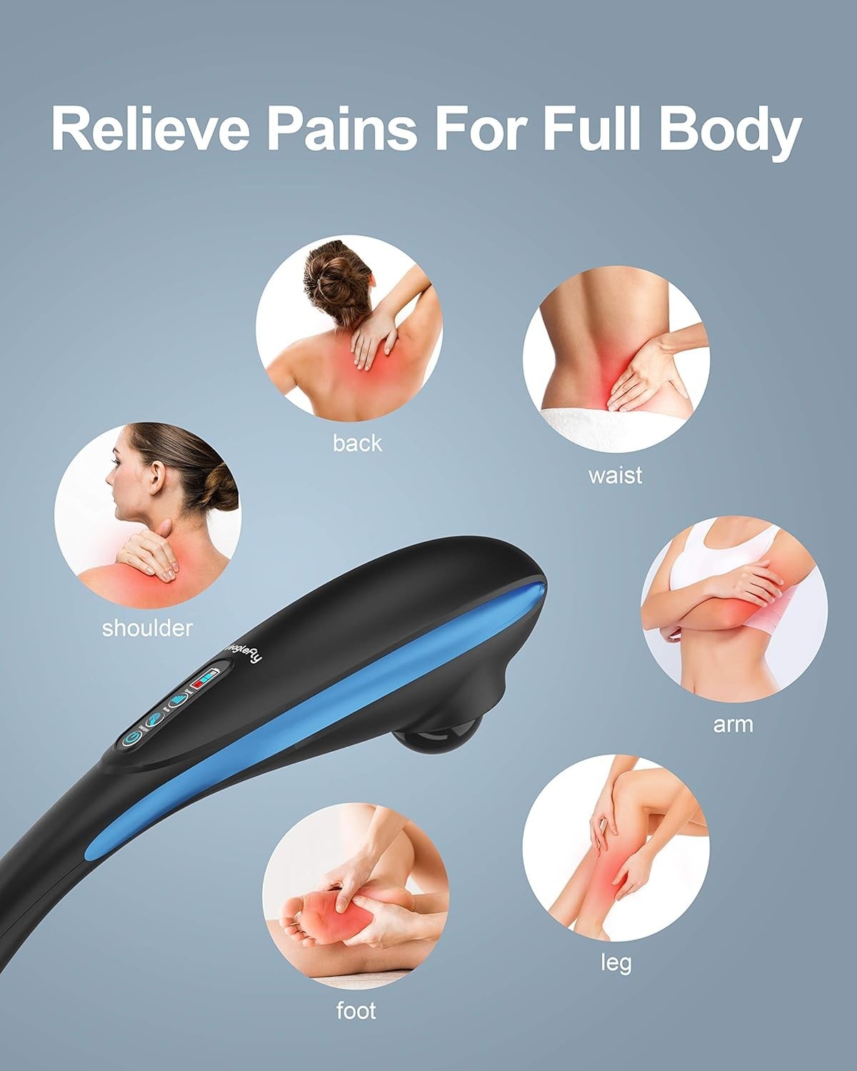 Veaglefly Cordless Handheld Massager Electric Deep Tissue Percussion Back 6 Node
