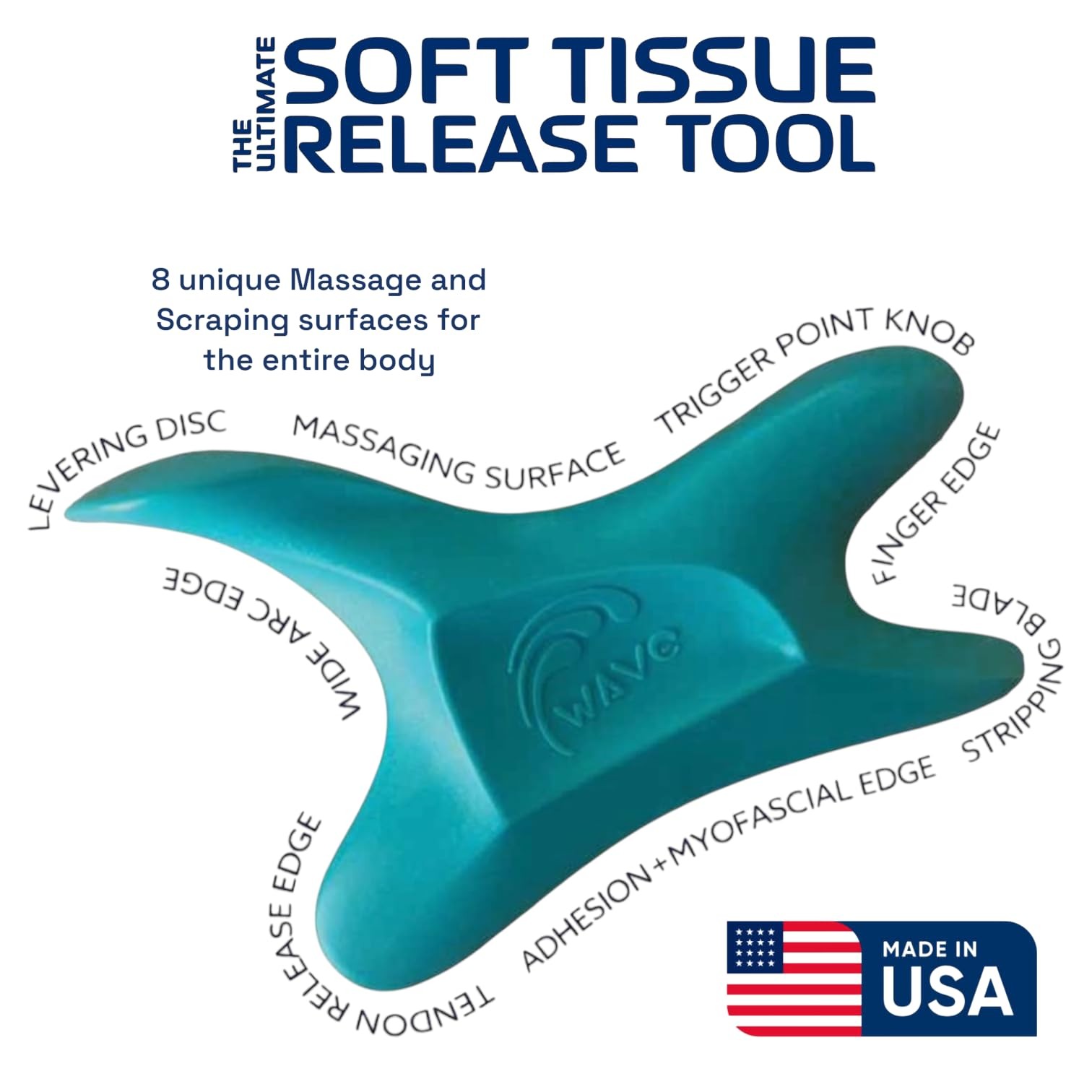 The Wave Tool, Ultimate Soft Tissue Release 1 Count (Pack of 1), Teal