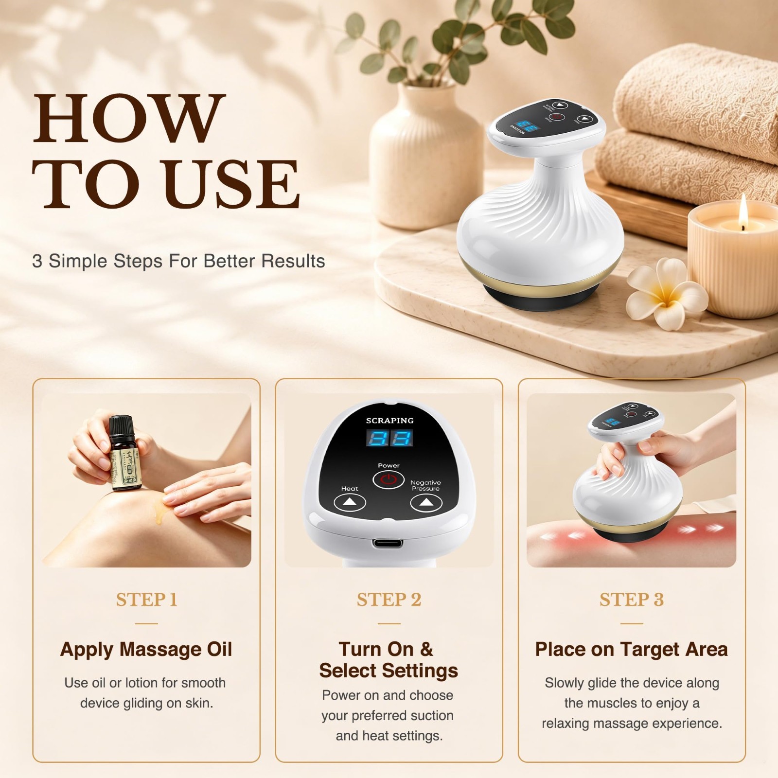 Rechargeable Cellulite Remover – 9 Suction Levels, Heat, Reduces Cellulite & Str
