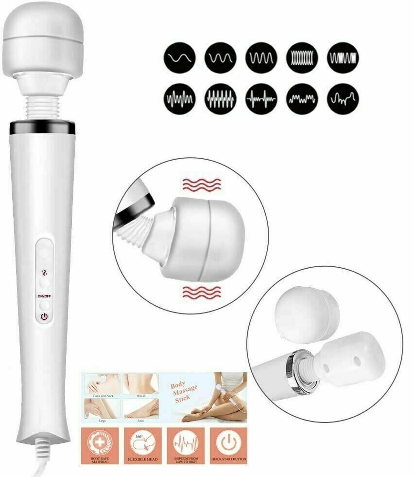 Corded Handheld Massager Full Body Vibrating MassageTherapy Motor 20Speed