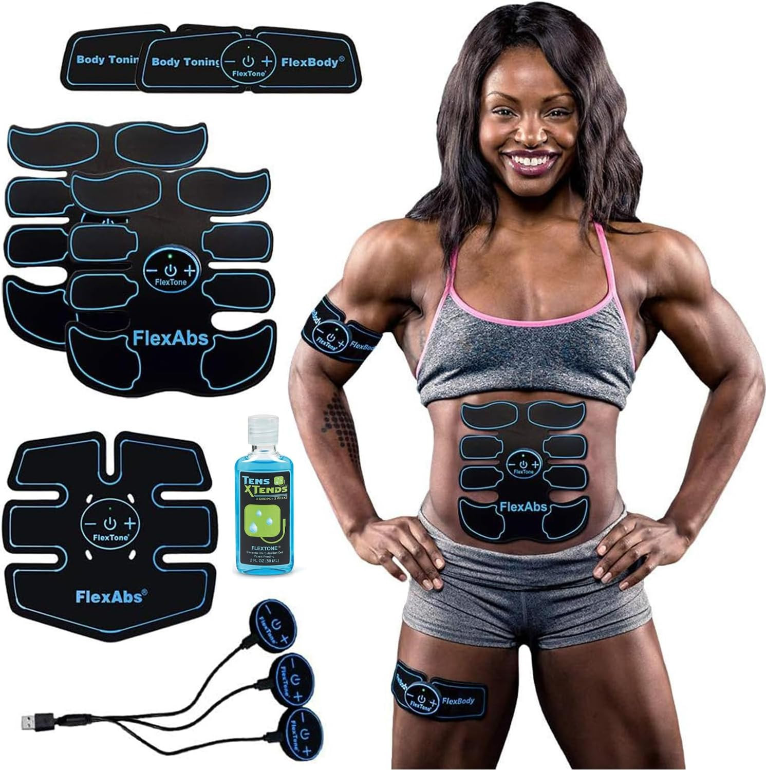 Abs Stimulator Muscle Toner – FDA Cleared – Rechargeable Wireless EMS Massager –