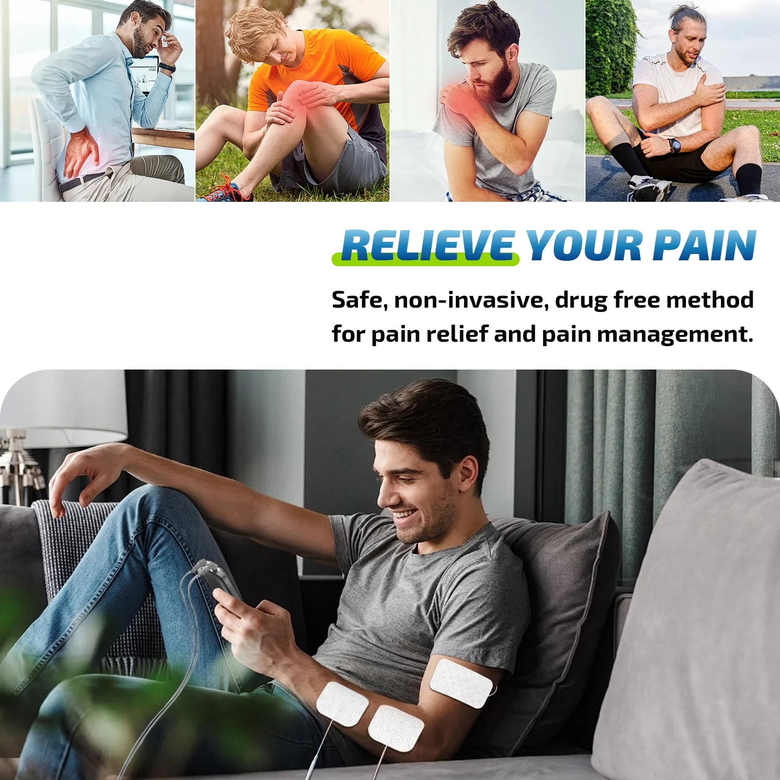 TENS Unit EMS Muscle Stimulator 36 Mode Rechargeable Dual Channel 10 Pad Massage