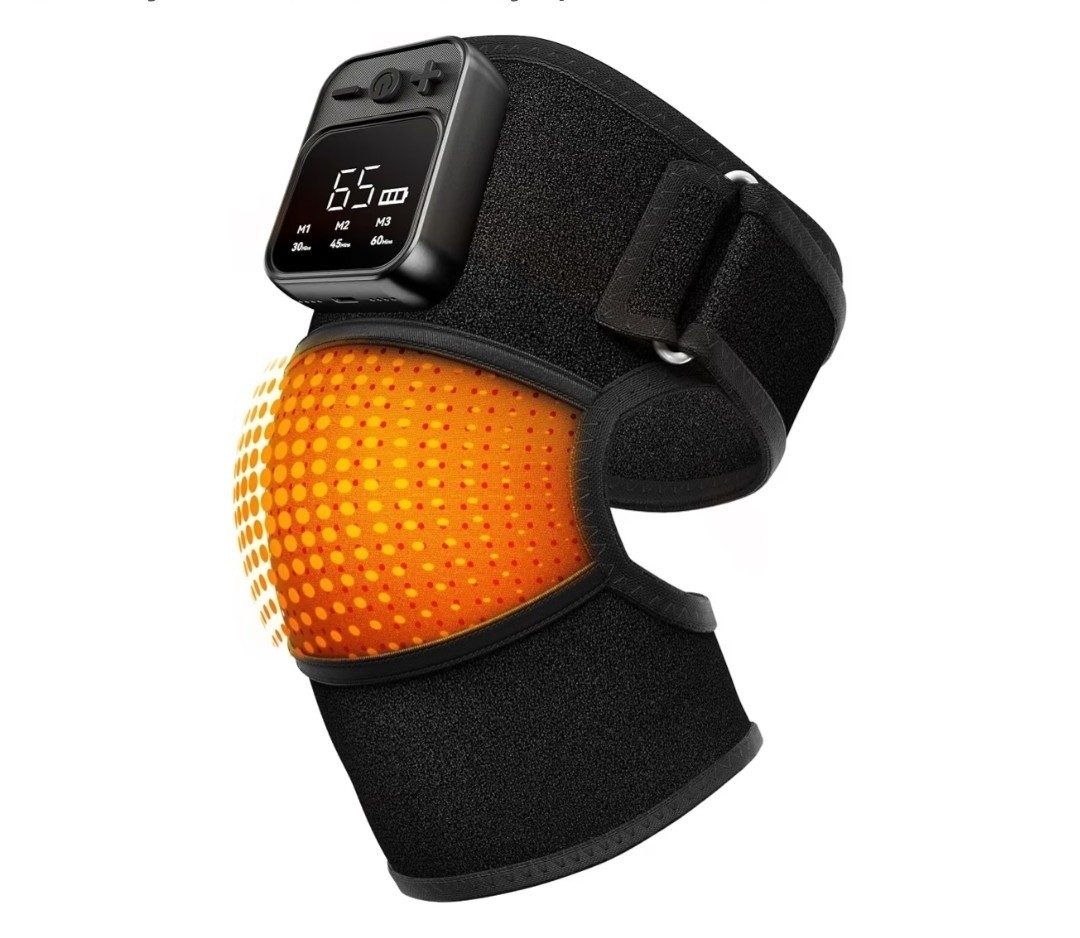 KLUGPOP Heated Cordless Rechargeable Vibrating Knee Massager Black KPF-KNEE09