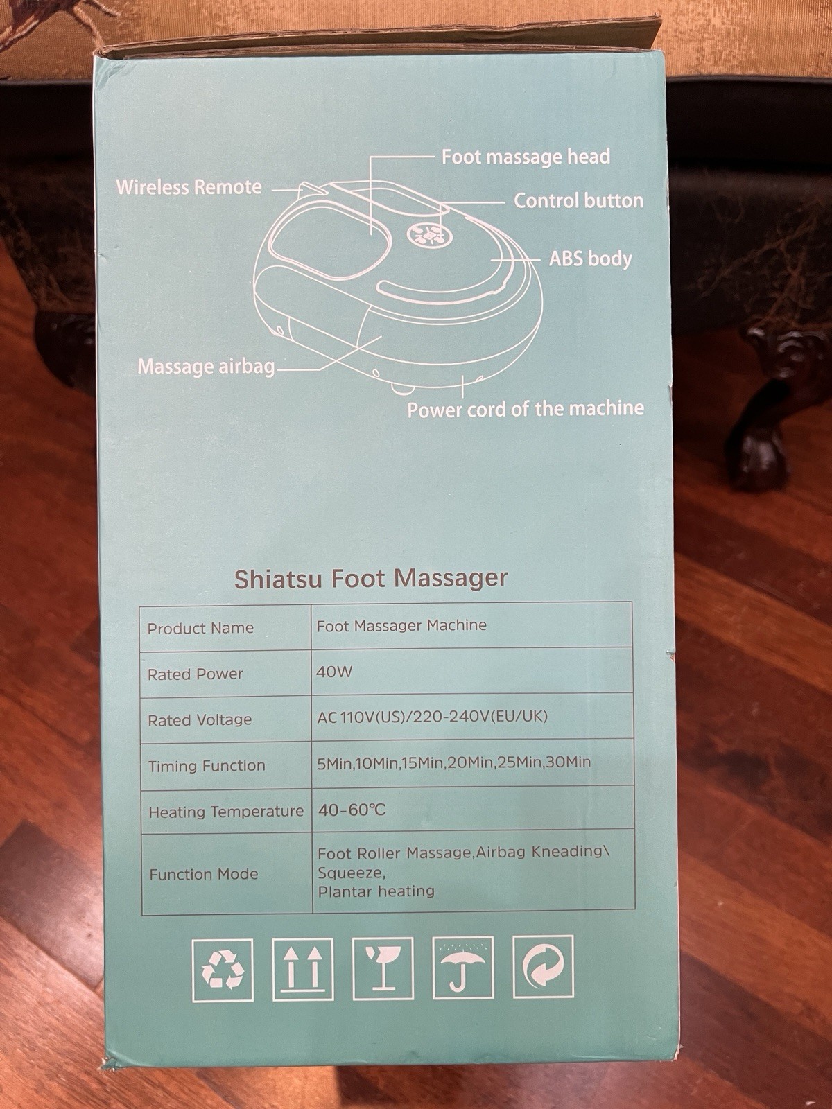 Wedpun Foot Messager with Heat and Wireless Remote Control New In Box Free Ship