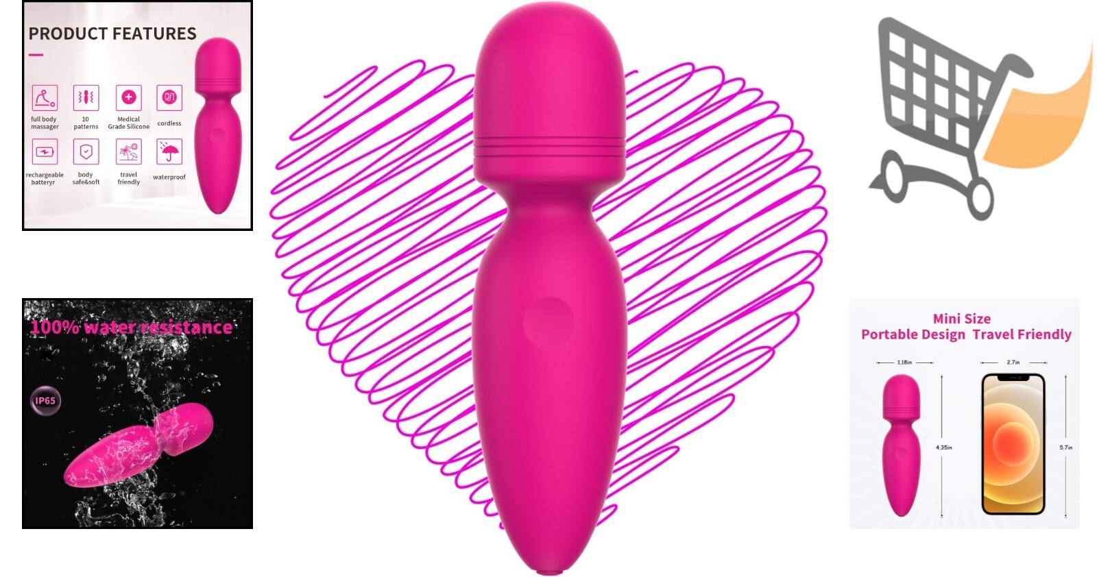 Mini Cordless Handheld Massager Silica Gel 10 Vibration Modes Portable Travel