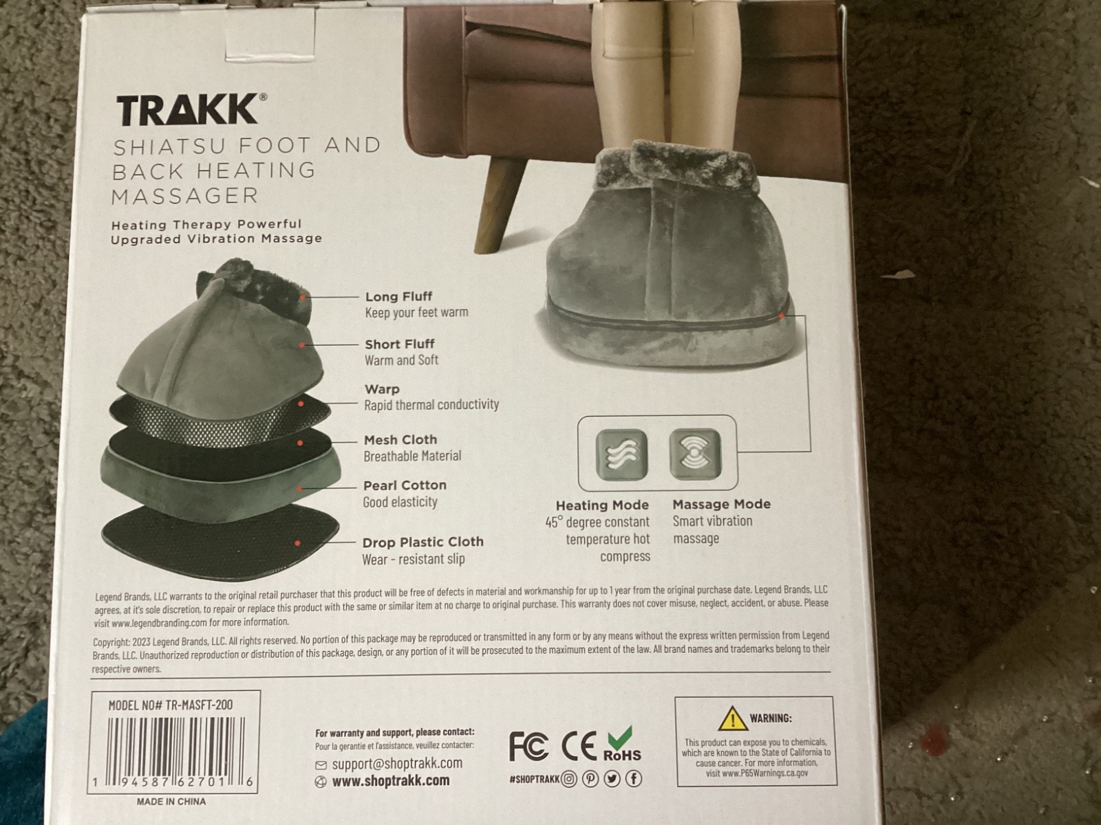 Trakk Relaxation Collection Shiatsu Foot and Back Heating Massager in Gray