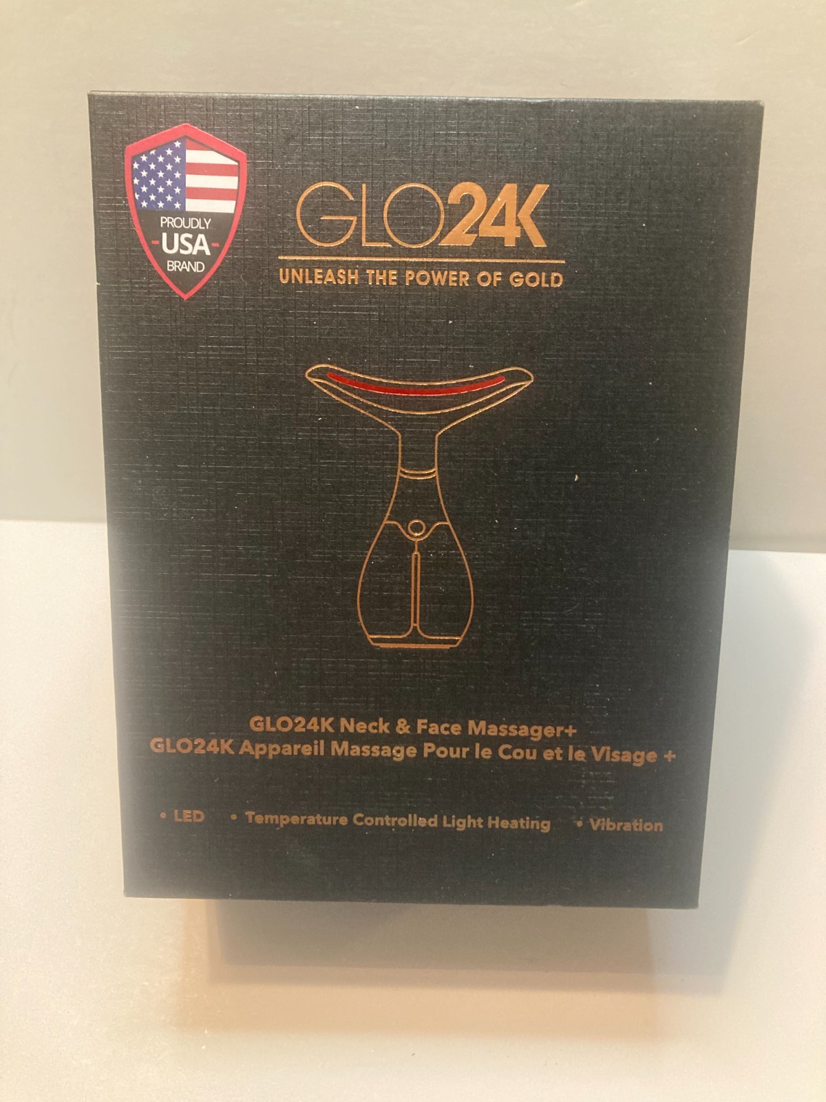 NEW Open Box GLO24K Neck & Face Massager LED, Thermal & Vibration