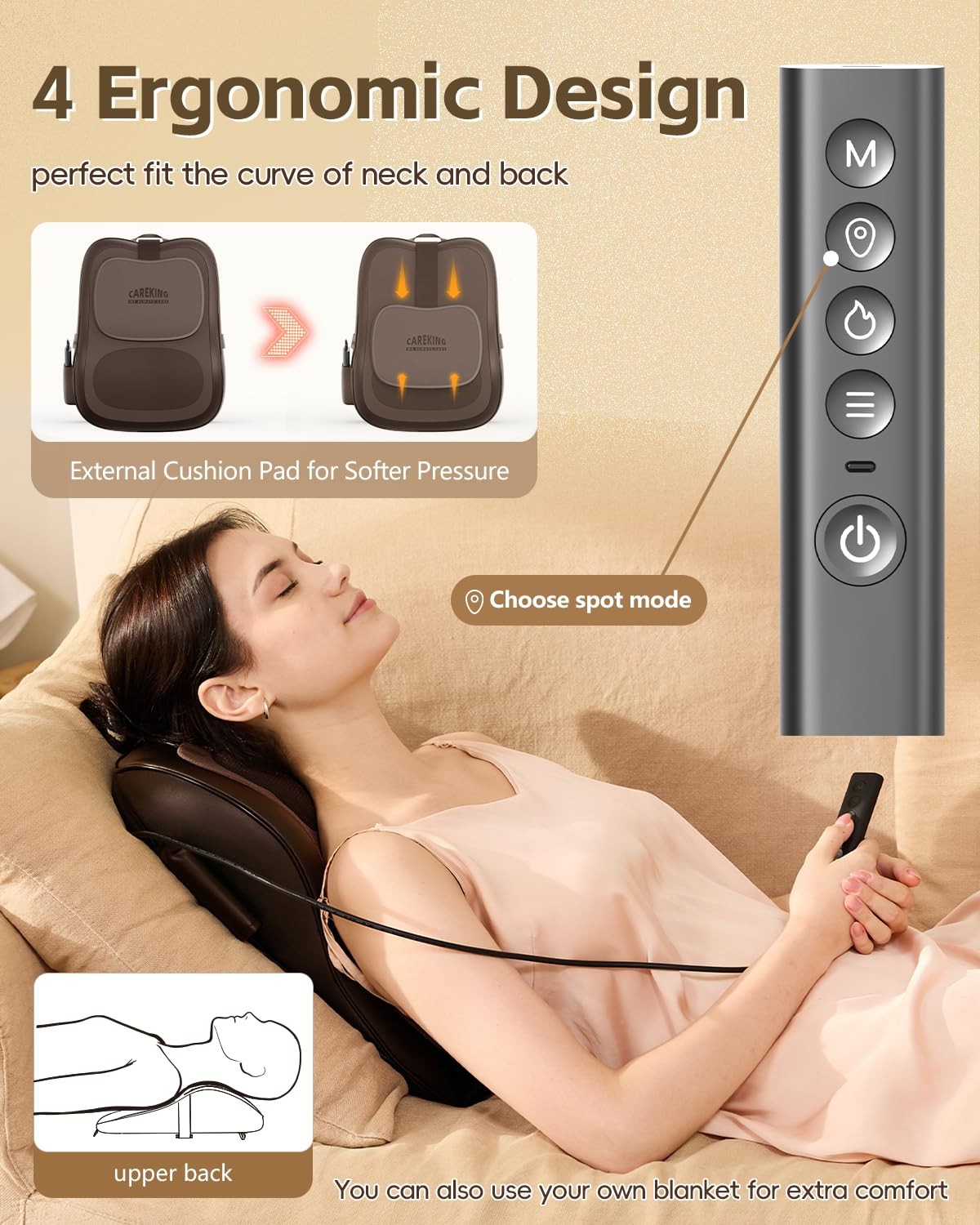 Back Massager With Heat,3D Shiatsu Kneading Massage Pillow,Gifts For Women Me…