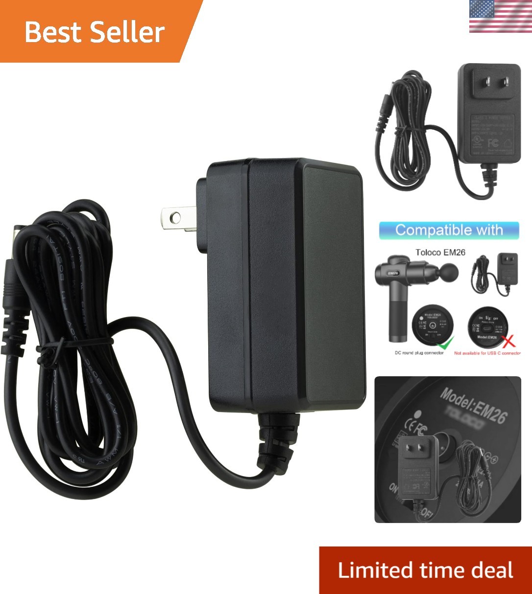 24V Power Adapter for TOLOCO EM26 & AERLANG EM13 – Short Circuit Protection