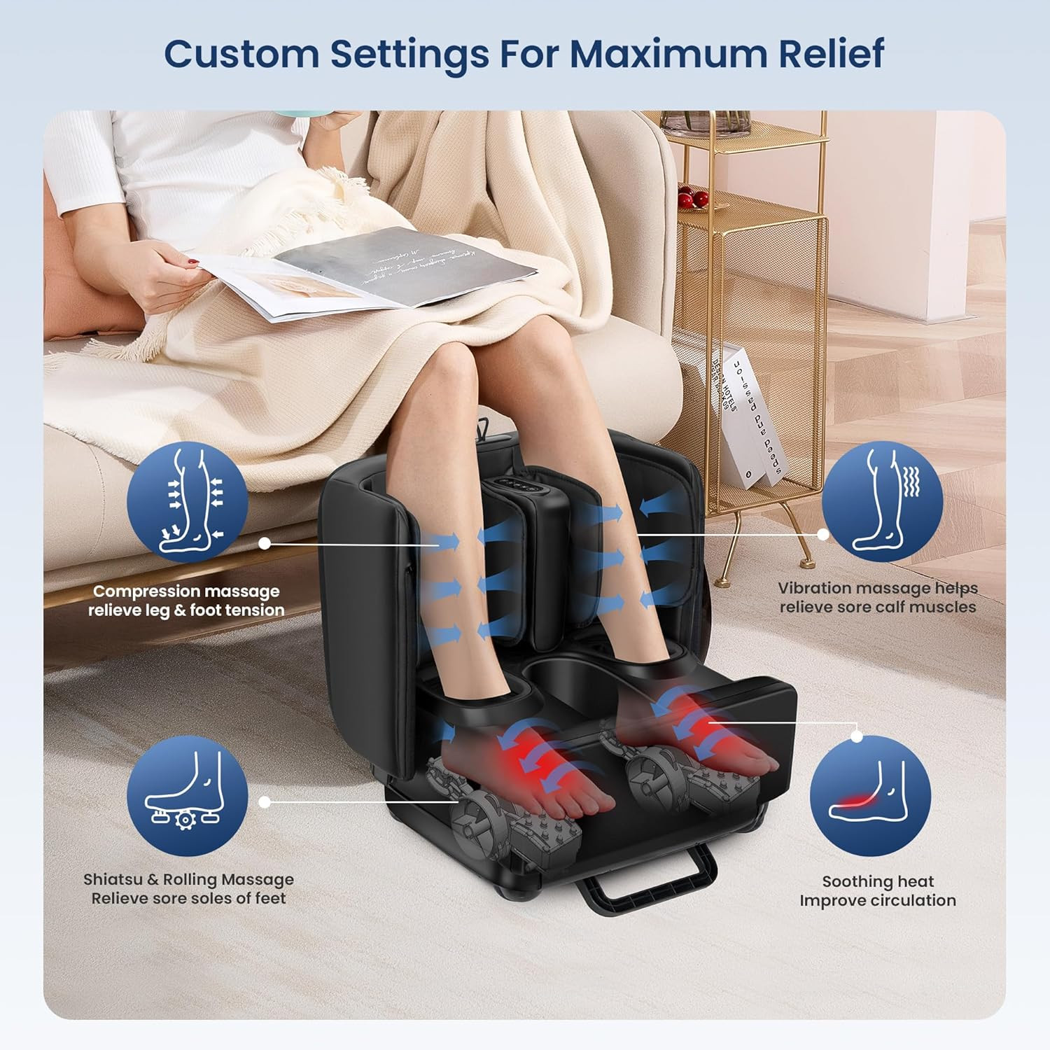 2 in 1 FSA Foot Massager Machine,Hsa Shiatsu Foot and Calf Massager with Heat,Kn