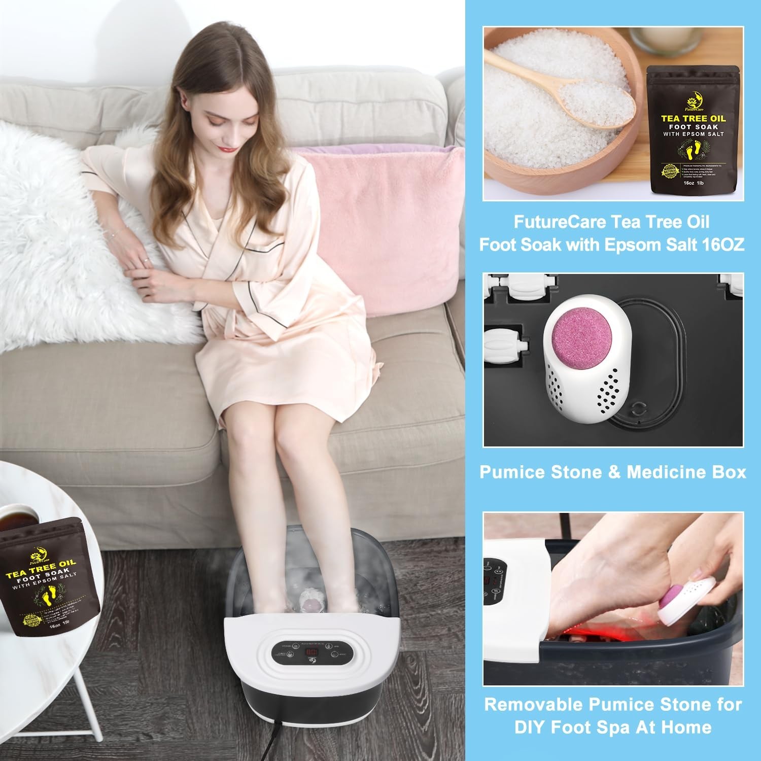 MoodRelish Foot Spa Massager with Heat and Bubbles//