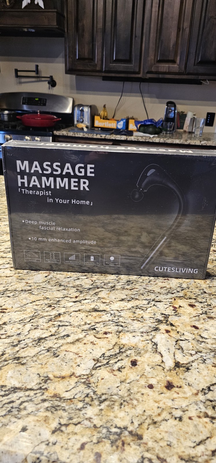 CUTESLIVING Massage Hammer JA-G4 Black Battery High-Frequency Percussion 4 Heads