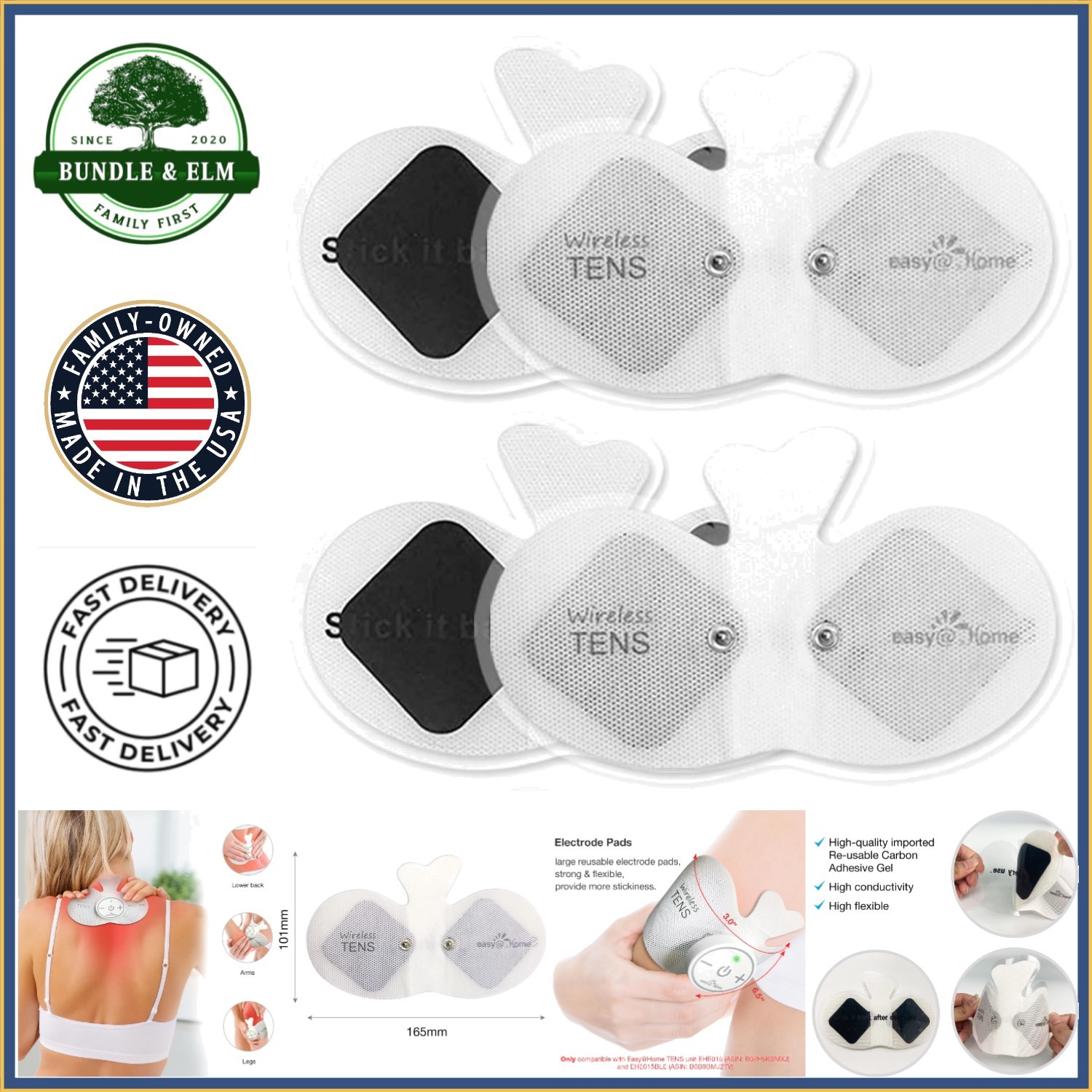 Reusable Butterfly Electrode Pads for Tens Unit, 4 Pack High-Quality Design
