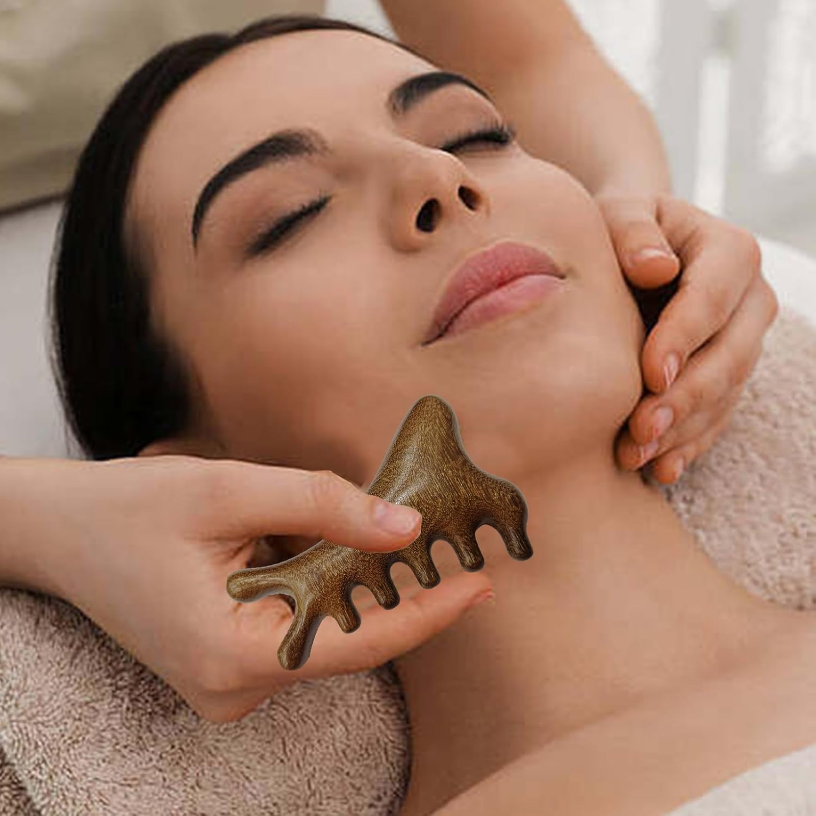 Manual Full Body Massager Set 3 Pieces Wooden Scalp Comb Gua Sha Face Neck Legs