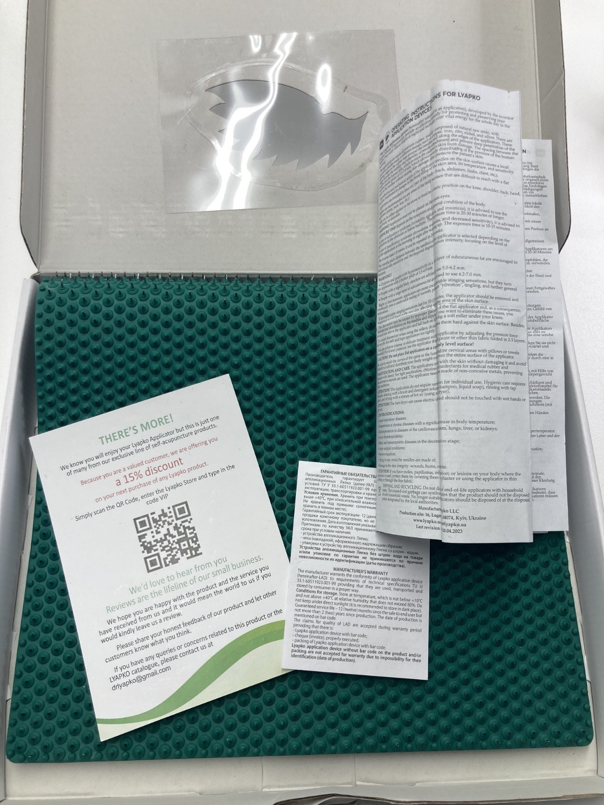 Acupressure Acupuncture Applicator Massager Device Big MASSAGE MAT PLUS 6,2 AG
