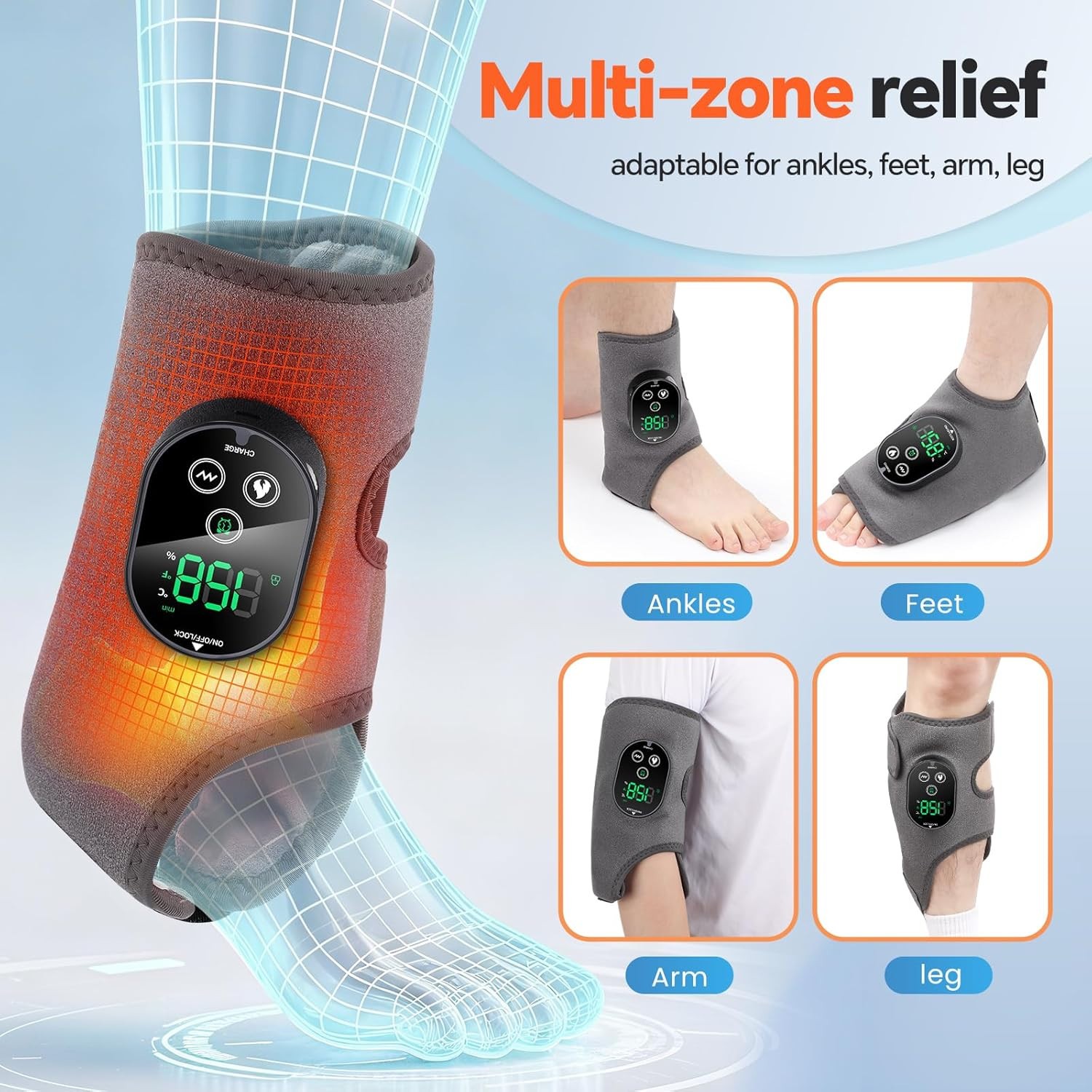 2PCS Cordless Foot Massager for Neuropathy, Foot and Ankle Massager Pain Relief