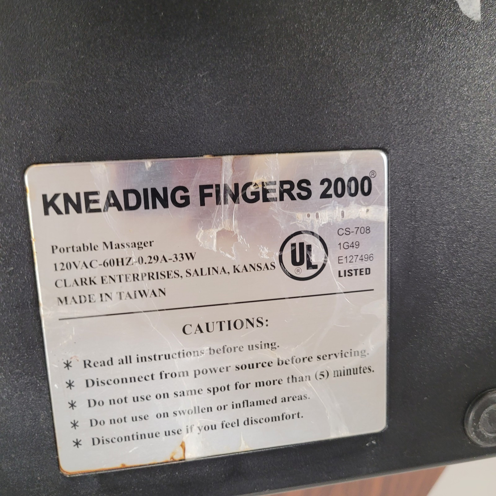 Kneading Fingers 2000 Commercial Model CS-708 Portable Body Massager Tested