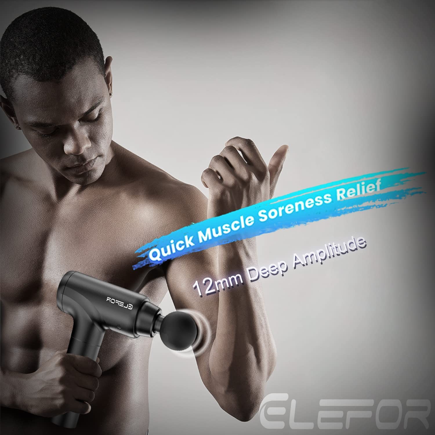 Pistola De Masaje Muscular Profundo 20 Velocidades Con 8 Cabezales Negro