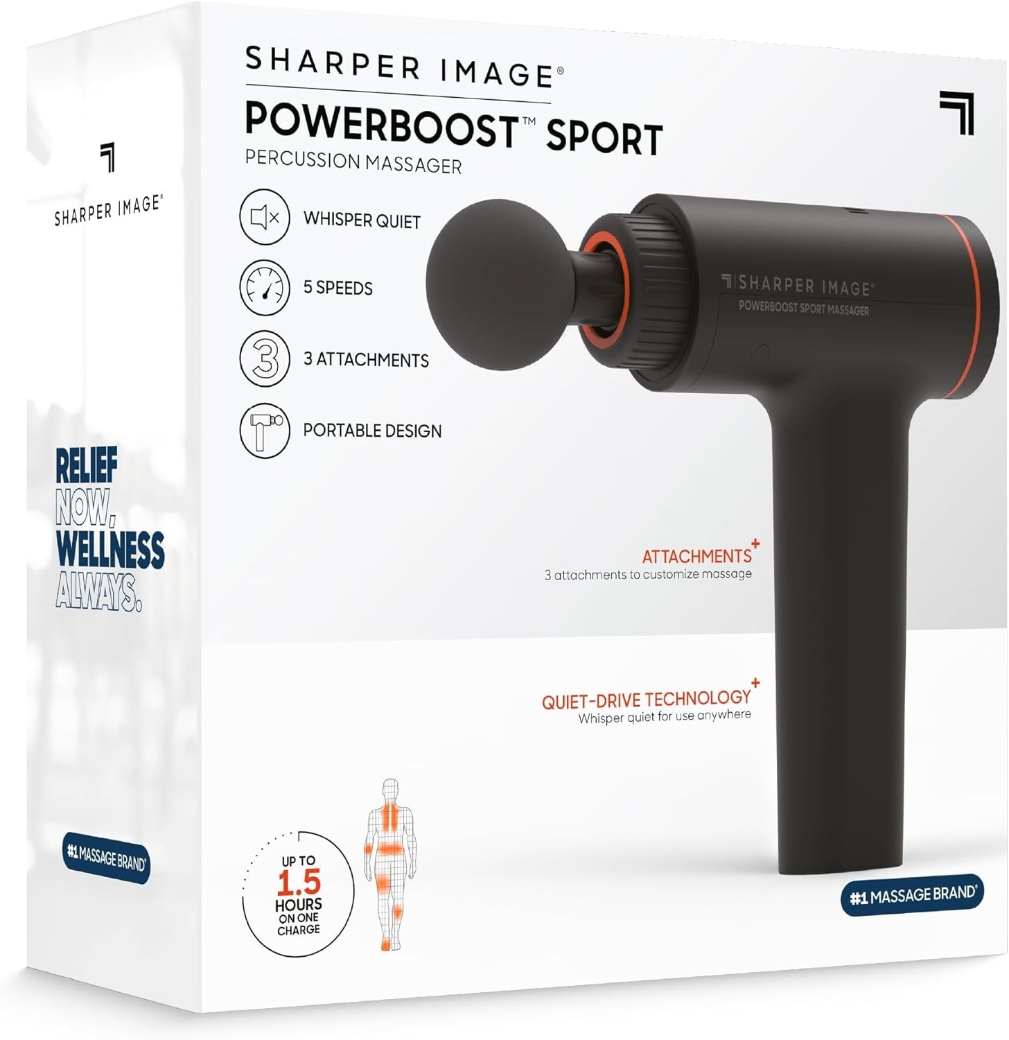 Sharper Image® Powerboost™ Sport Percussion Massager Lightweight Portable Design