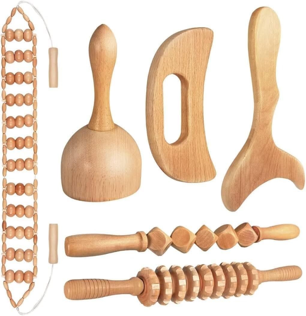 10-in-1 Wood Therapy Massage Tools Gua Sha Wooden Massager for Body Shaping Mass