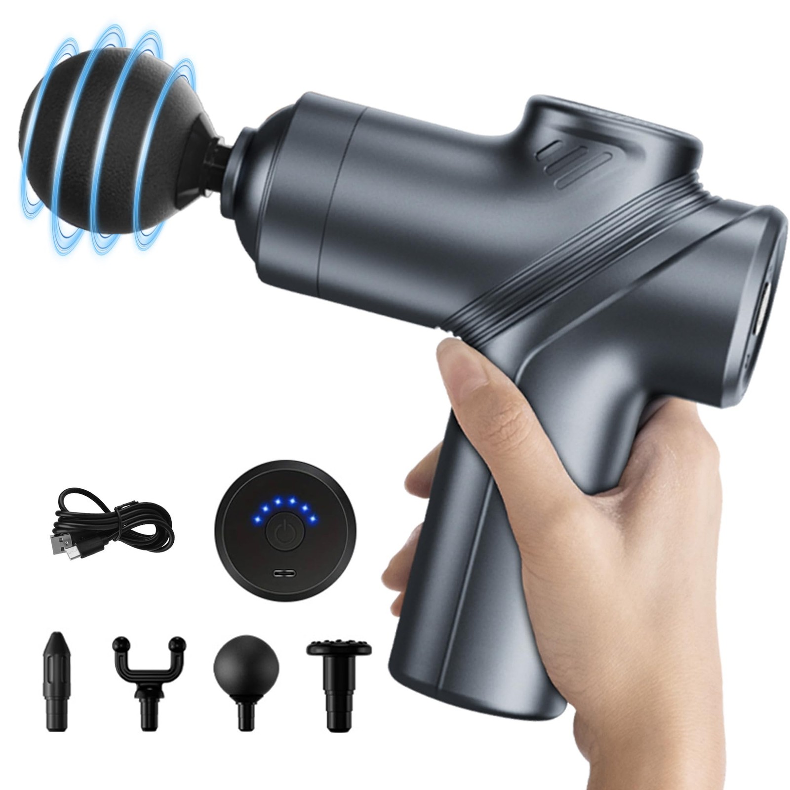 Massage Gun Deep Tissue, Silent Motor and Portable Massage Gun with 4 Interch…