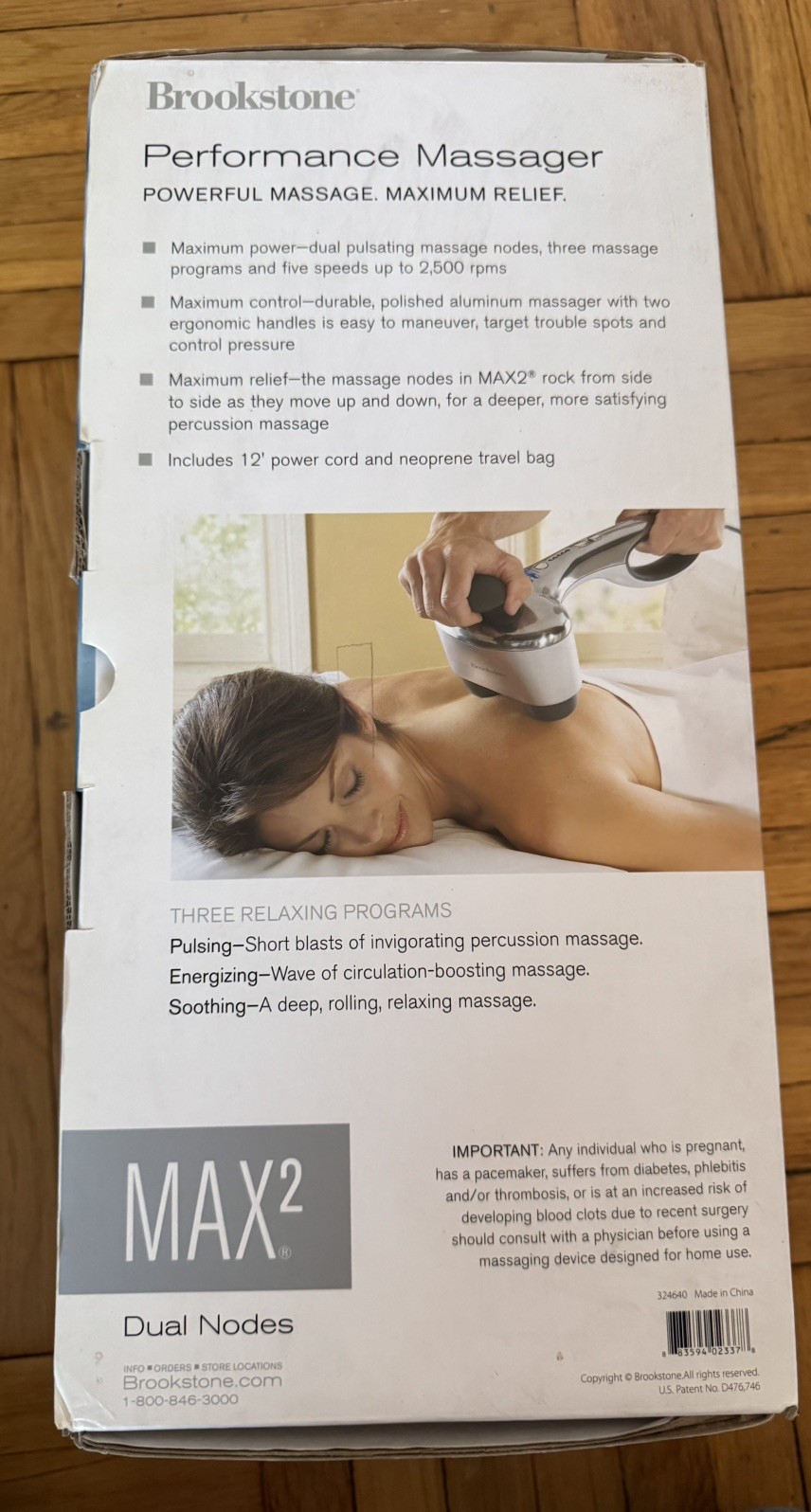 Brookstone Max 2 Massager F-210 Dual Node 5 Speed 3 Program Excellent Condition.