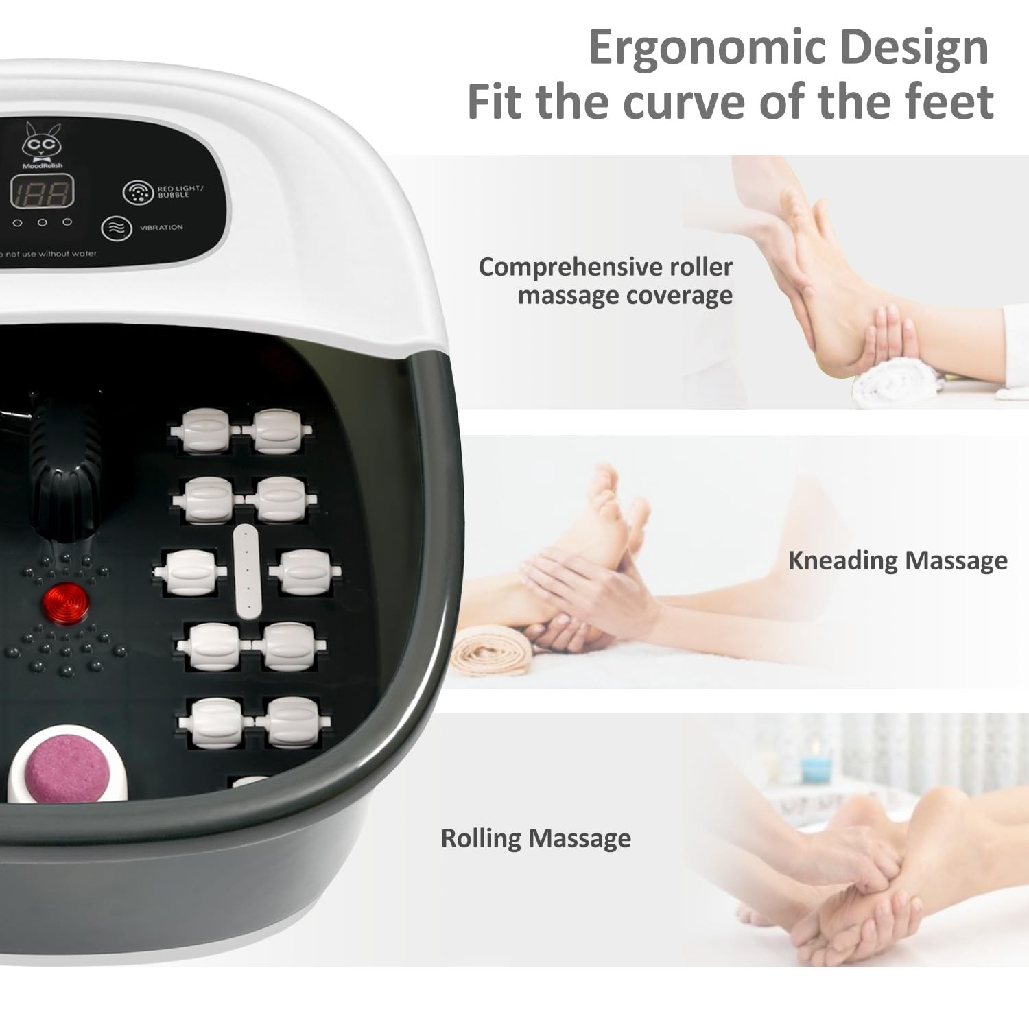Foot Spa Bath Massager Heat Bubbles And Vibration Massage And Jets 16 Oz