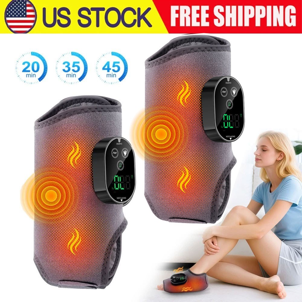 2x Red Light Therapy Ankle Massager Pain Relief 6Heating 3 Vibration Modes/Timer