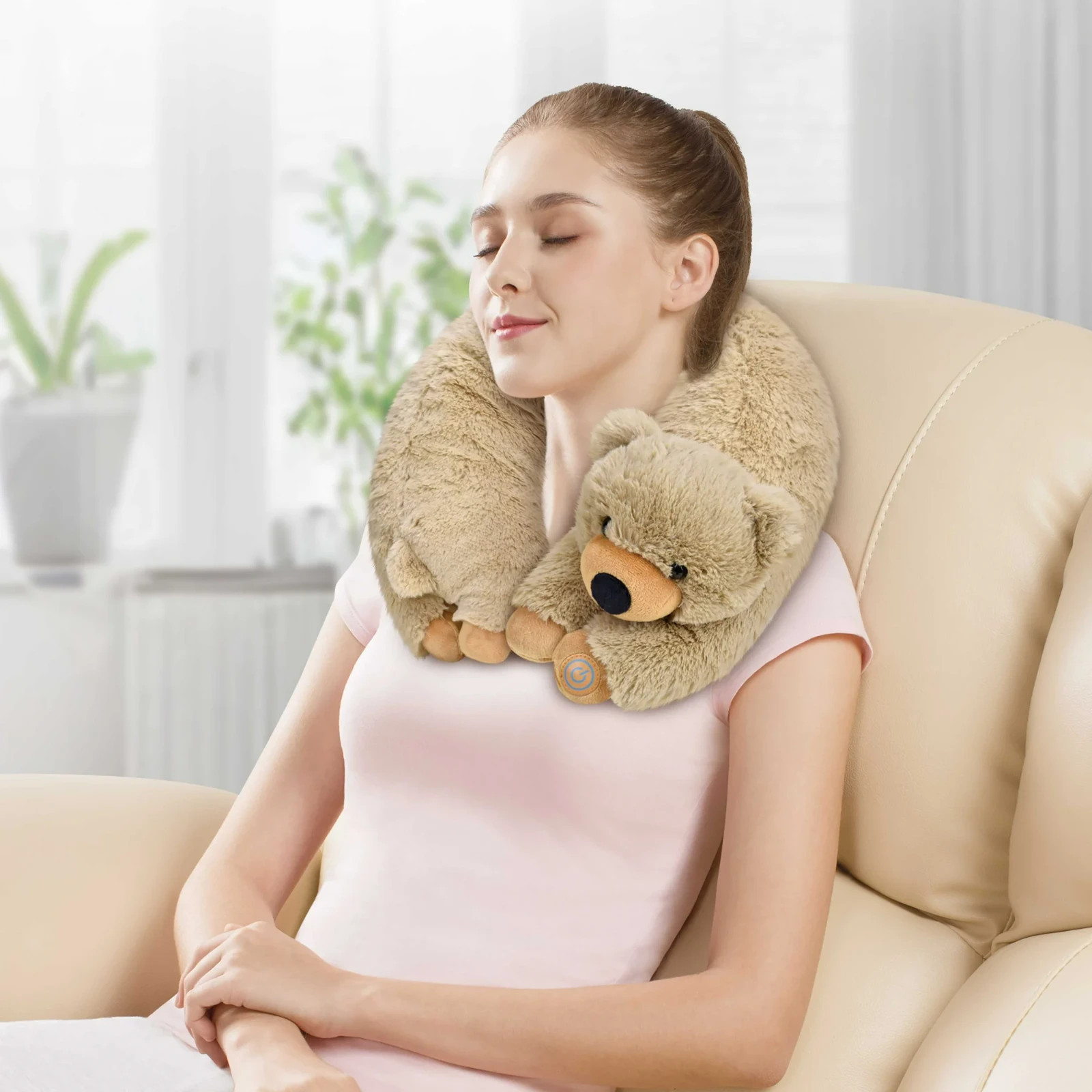 New Health Touch Neck Massager Beige Bear Vibration Relaxation E3 FREE SHIPPING