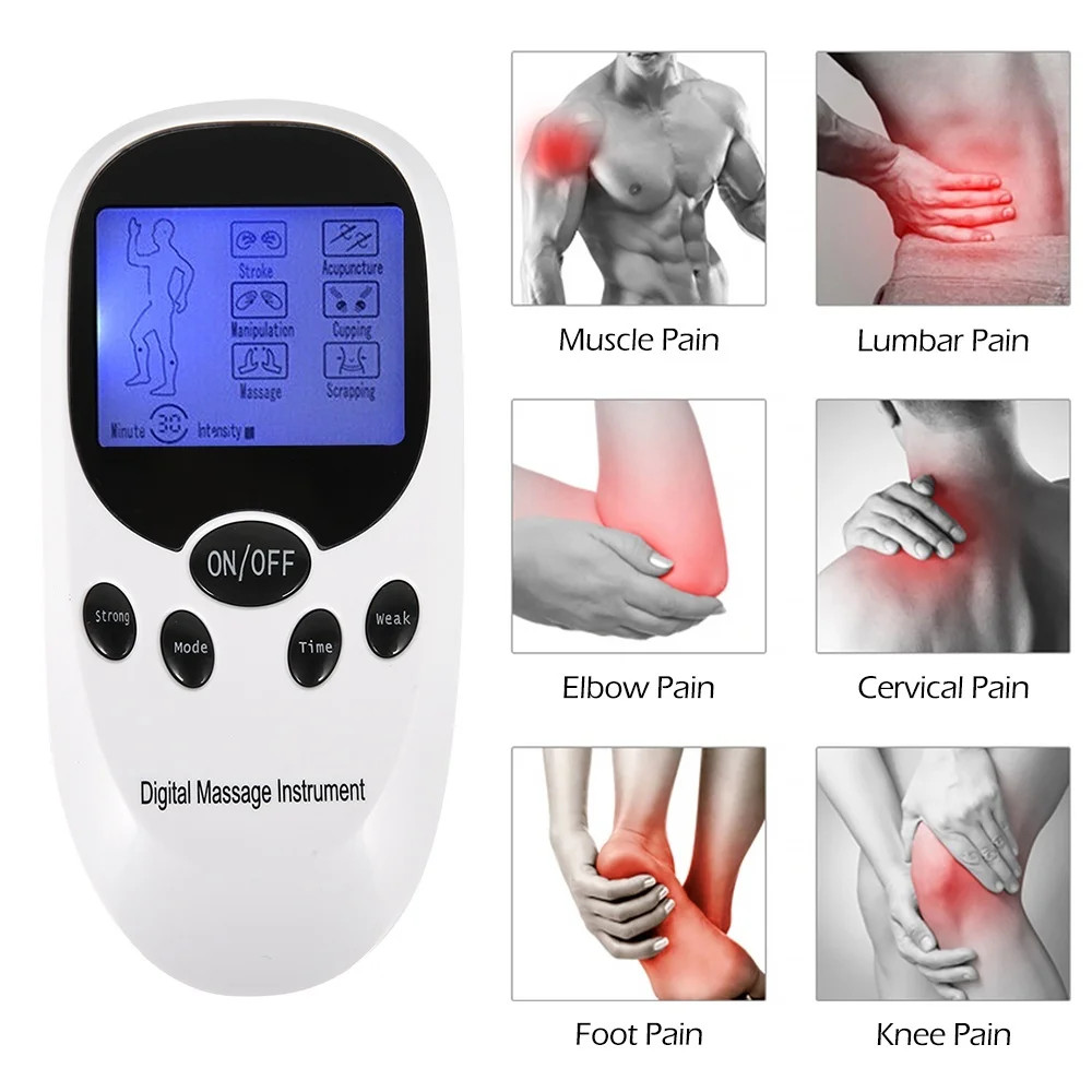 TENS Machine USB Electrical Muscle Stimulator Massager Pulse Dual Channel White