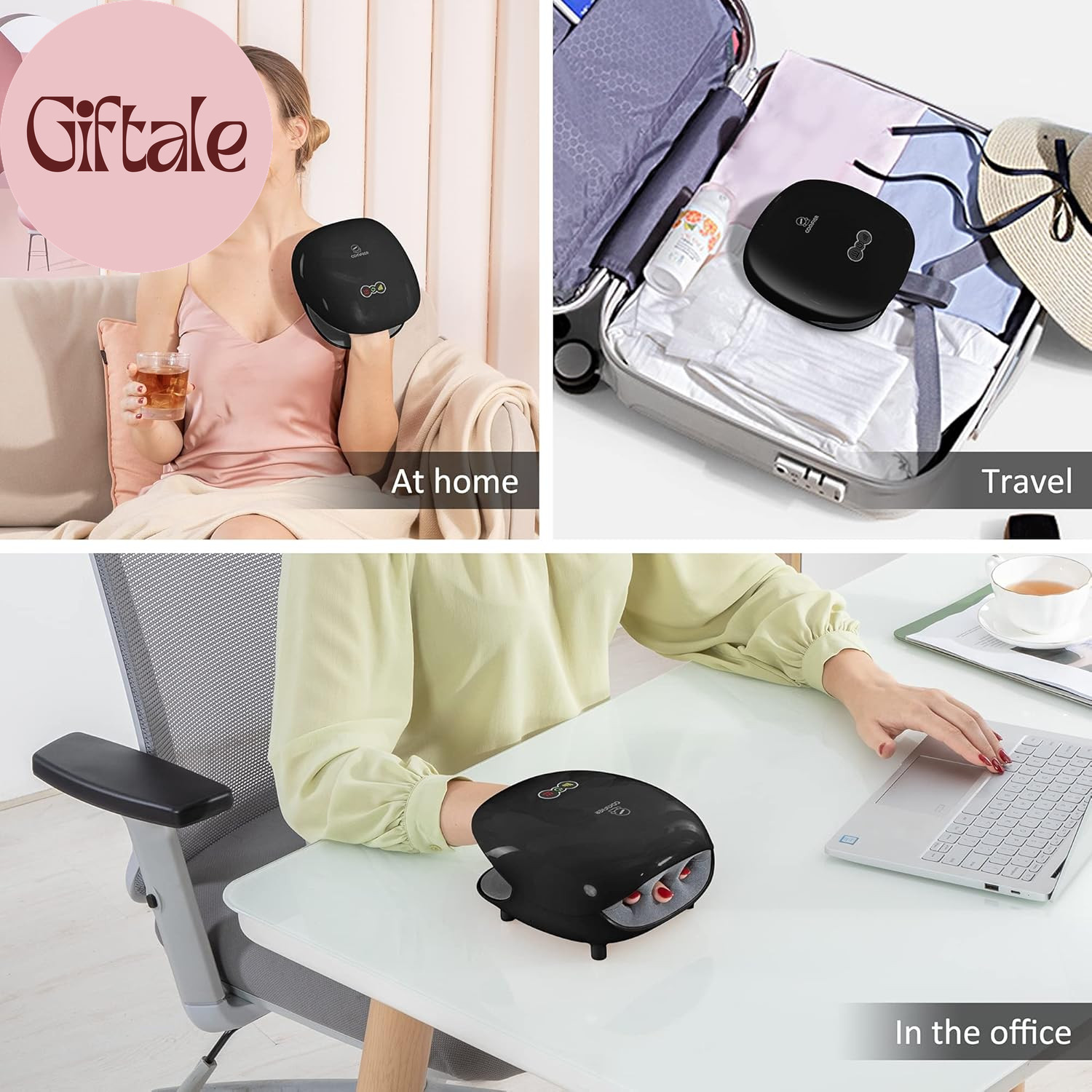 Wireless Hand Massager with Heat -3 Levels Compression & Heating,Rechargeable Ha