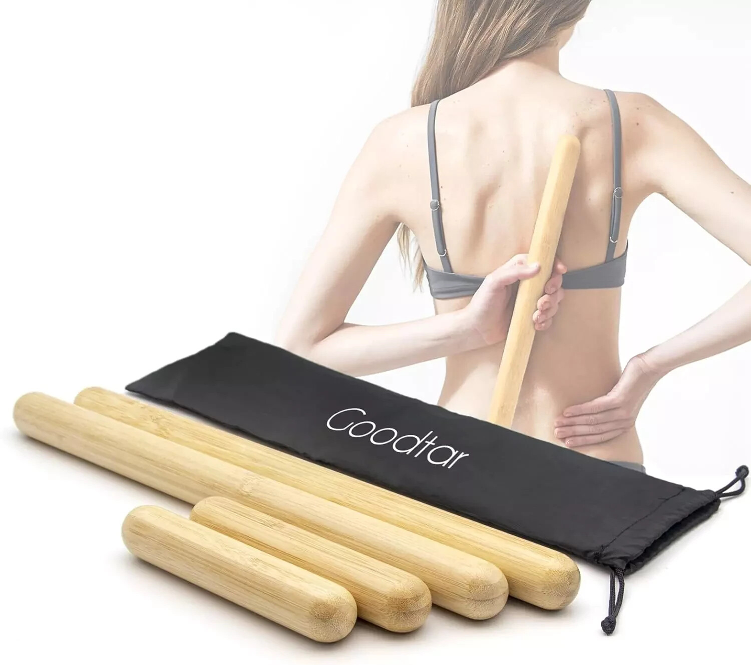 4PCS Solid Bamboo Massage Sticks 100% Bamboo Massage Tools Guasha Bamboo Massage