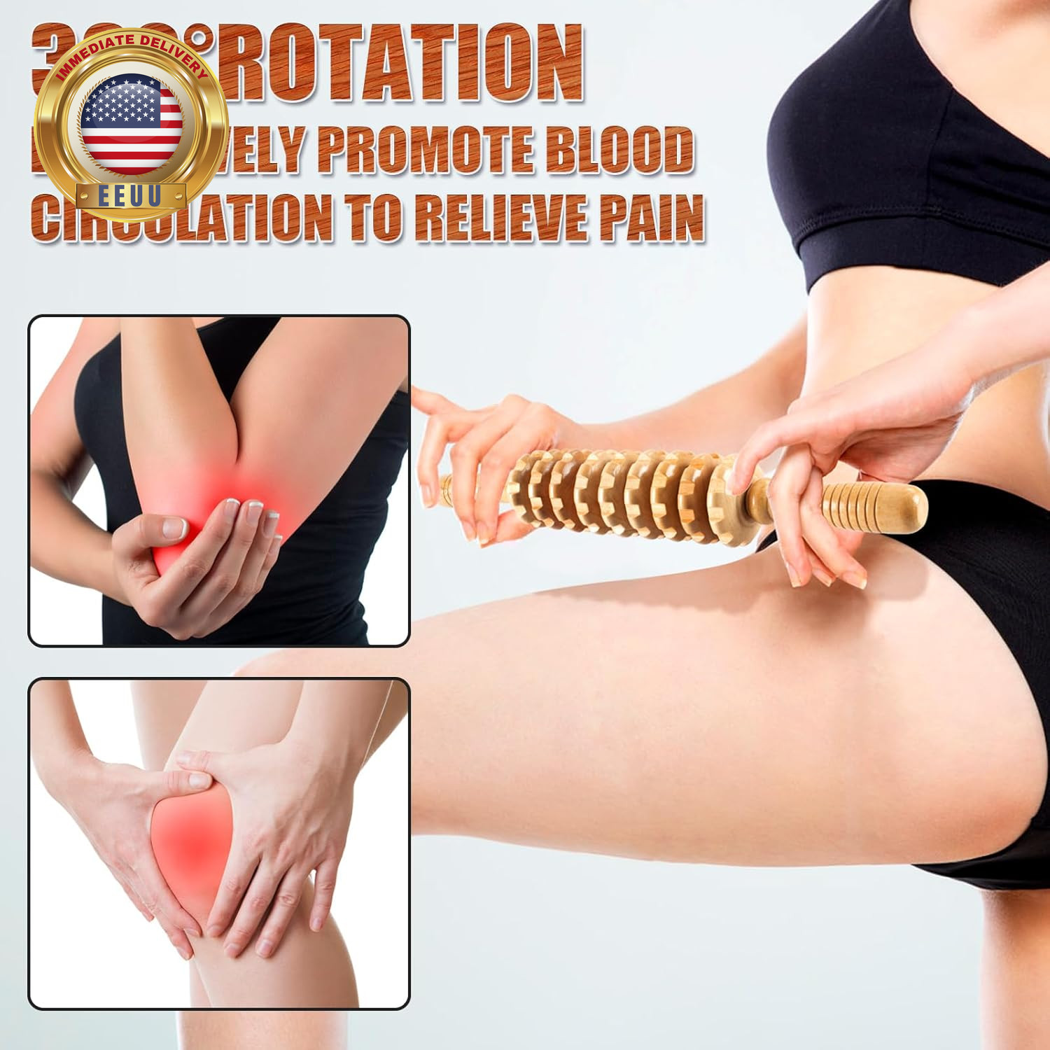 Wood Therapy Massage Tools,Wooden Massager Stick Roller Lymphatic Drainage Tool,