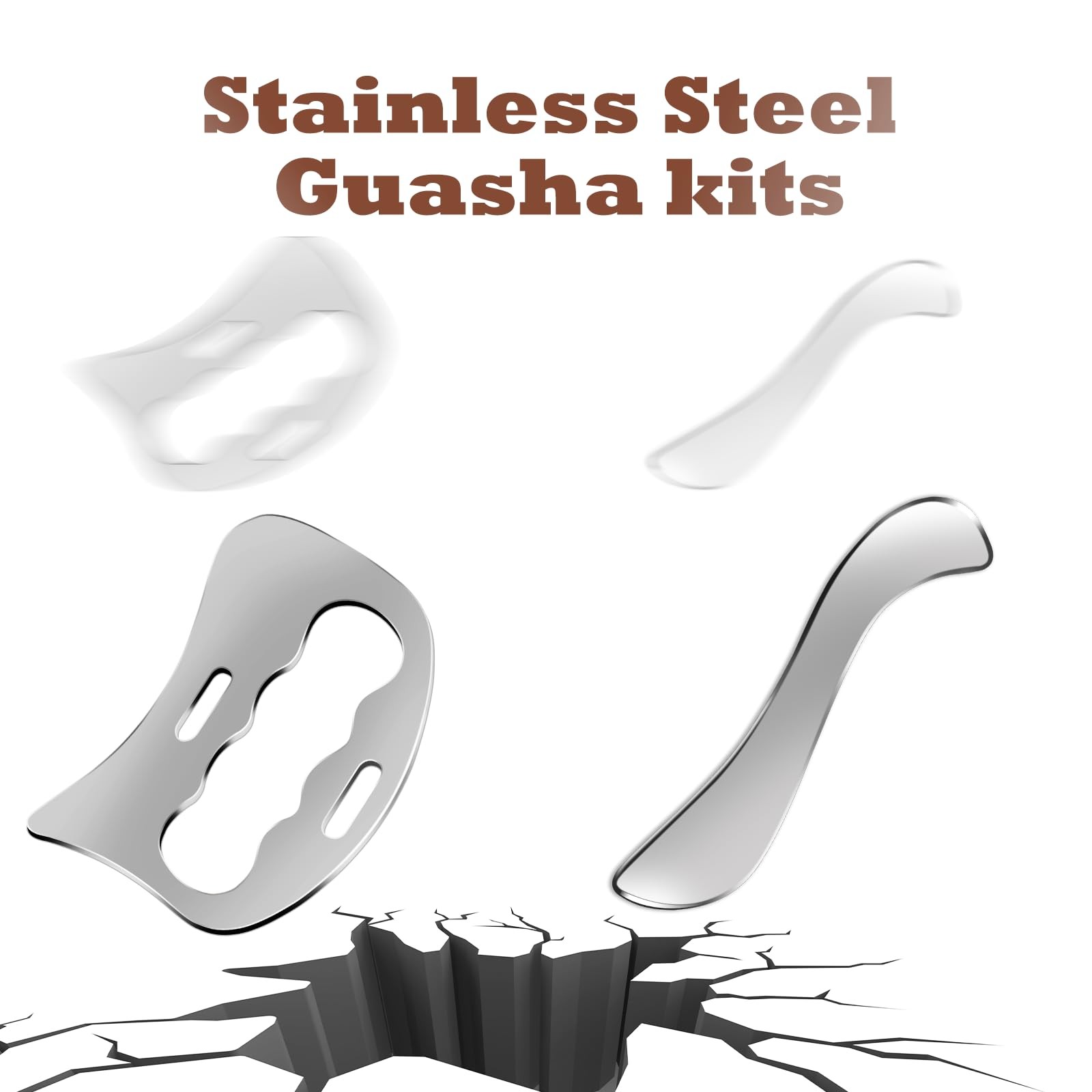 Stainless Steel Muscle Scraper Set, 2 in 1 Gua Sha Body Tool, Muscle Scraper