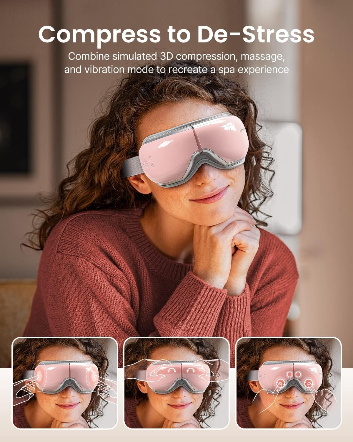 Eye Massager w/Heat for Migraine, Temple Massager, Bluetooth Music, Rechargeable