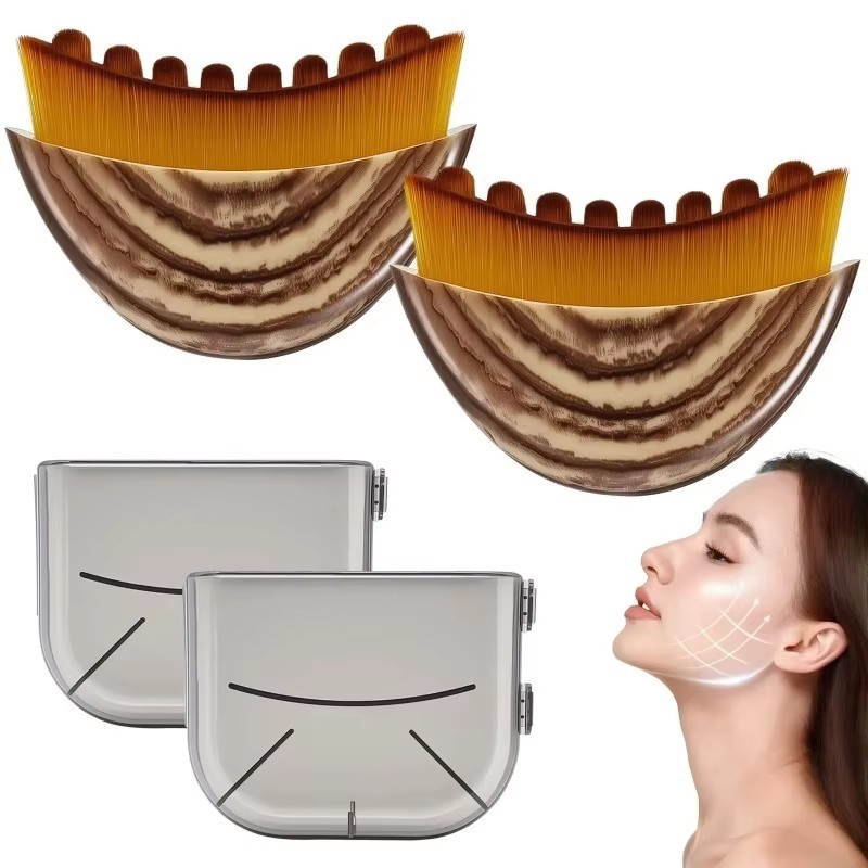 Wood Therapy Facial Massager Tool Jawline Chin Sculpting Lymphatic Drainage Case