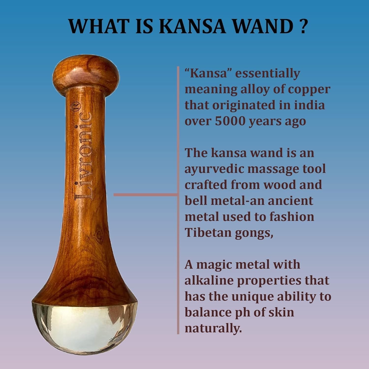Livronic Ayurvedic Dual Kansa Wand massager | Both Side Bronze Cap Facial,Neck..