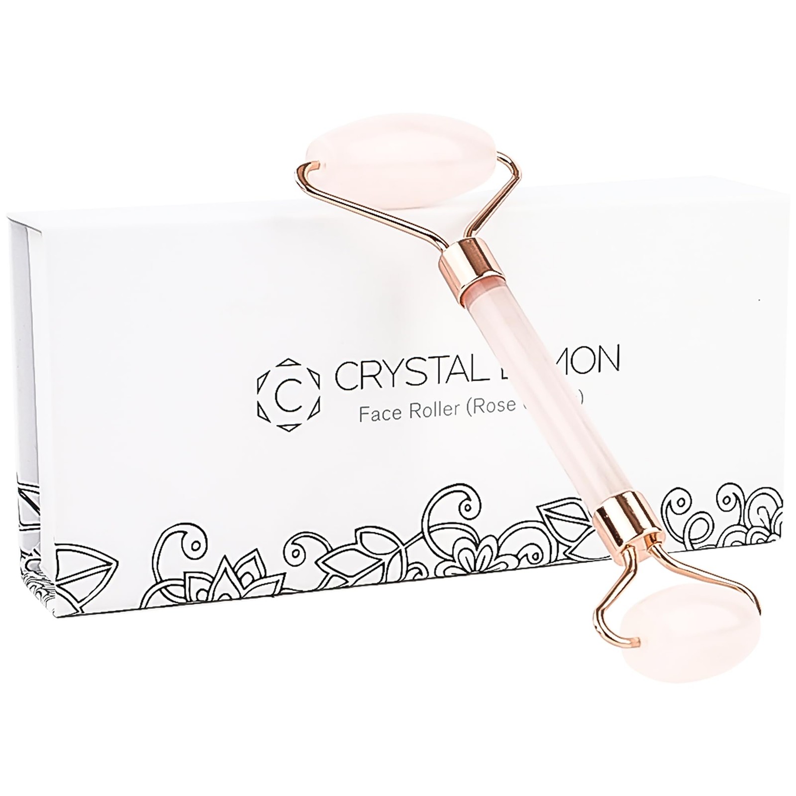Rose Quartz Facial Roller for Face and Neck, Dual-End Natural Stone Face Roll…
