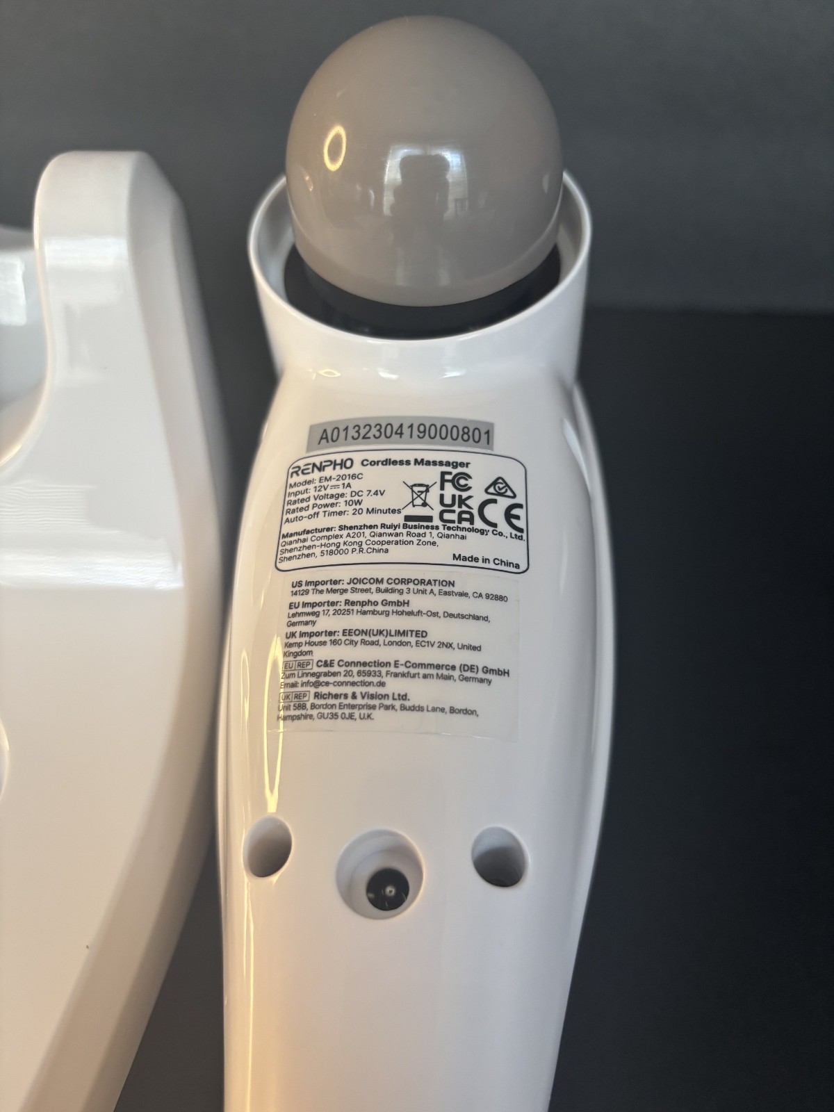 Renpho Cordless Massager Model: EM-2016C White