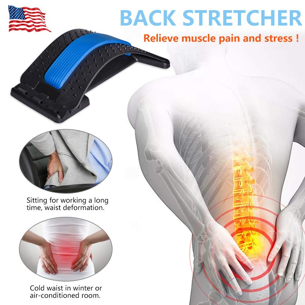 JUMPOW Back Stretcher for Lower 1 Count (Pack of 1), Black, Blue-3 Level