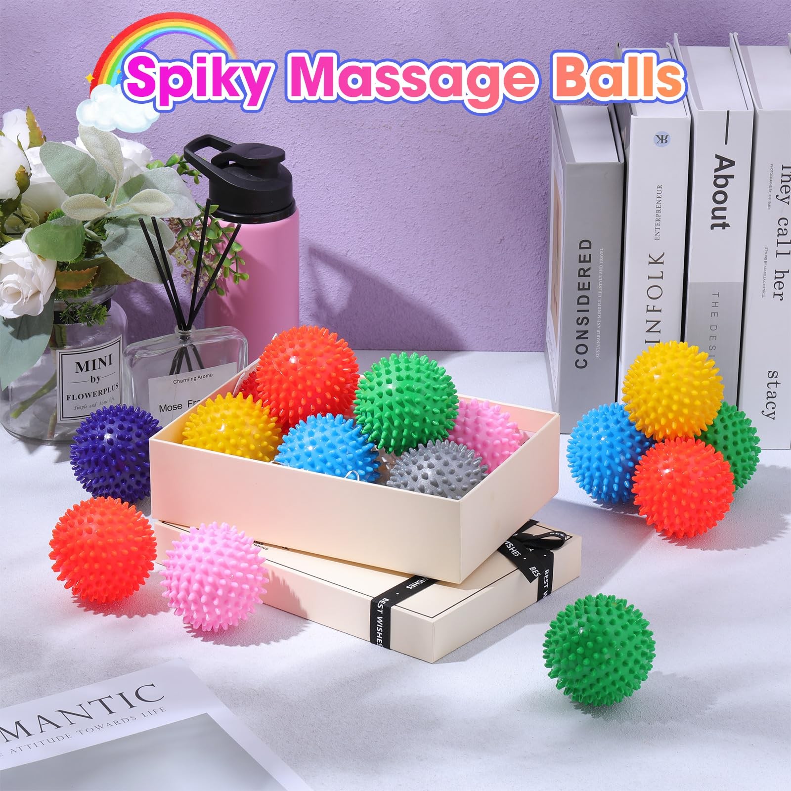 36 Pcs Spiky Massage Balls for Feet, Back, Hand Massage Roller Squeeze Balls …