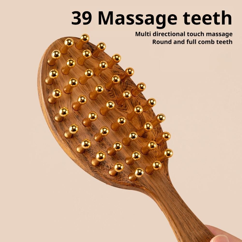 Scalp Massage Gua Sha Comb 39-Tooth Long Handle Wooden Hair Care Tool free ship
