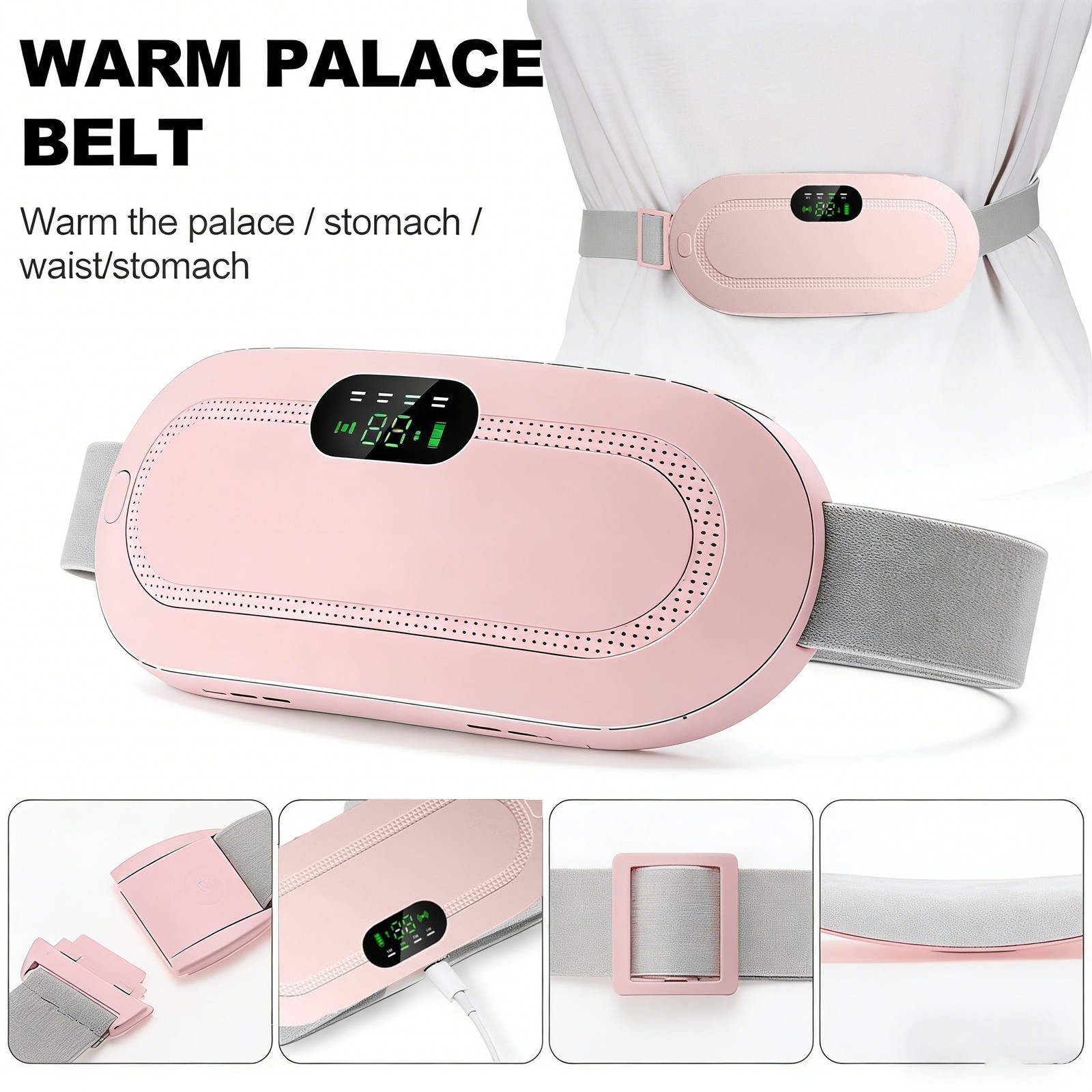 Electric Heating Menstrual Vibration Pad Belt For Period Pain Relief Cramps US