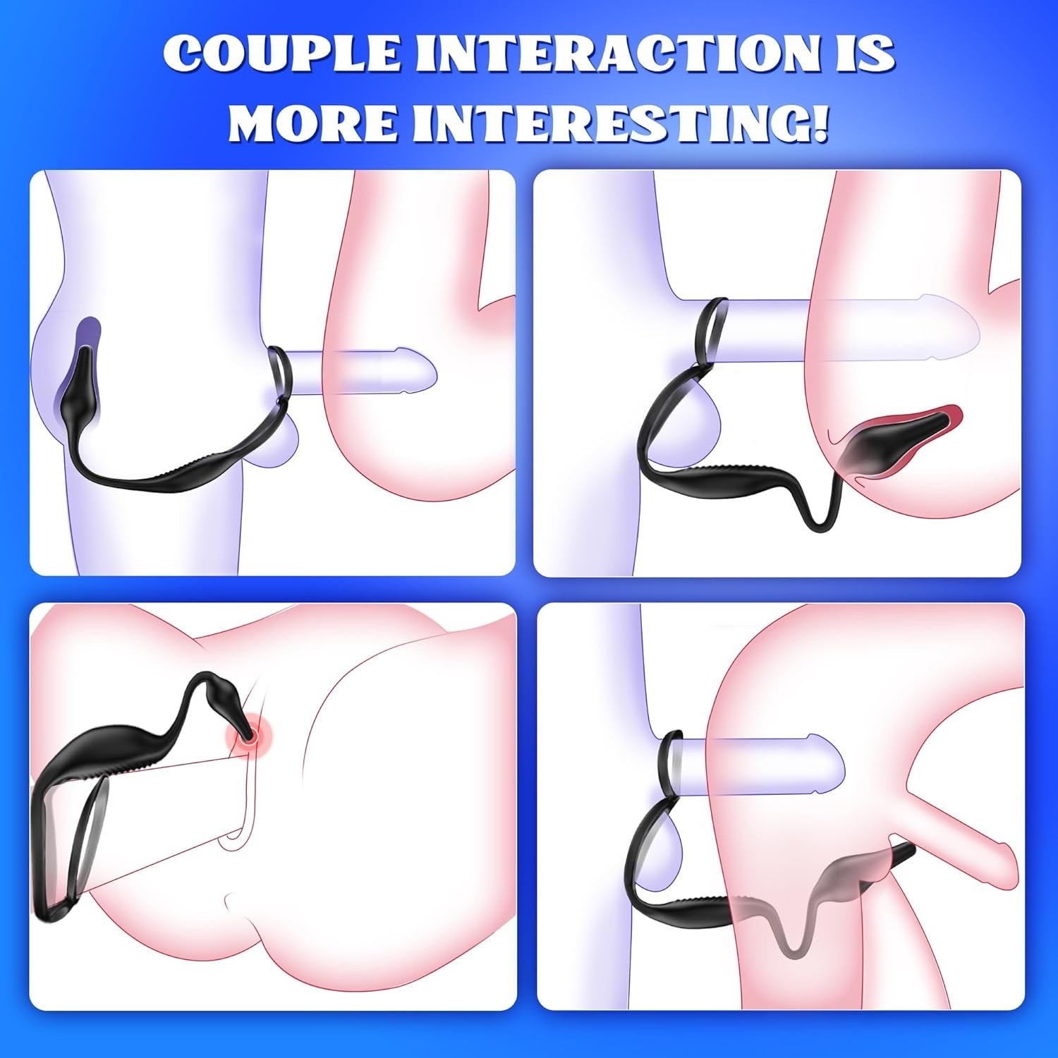 Ergonomic Prostate Massager with Penis Ring and Seven Vibration Settings